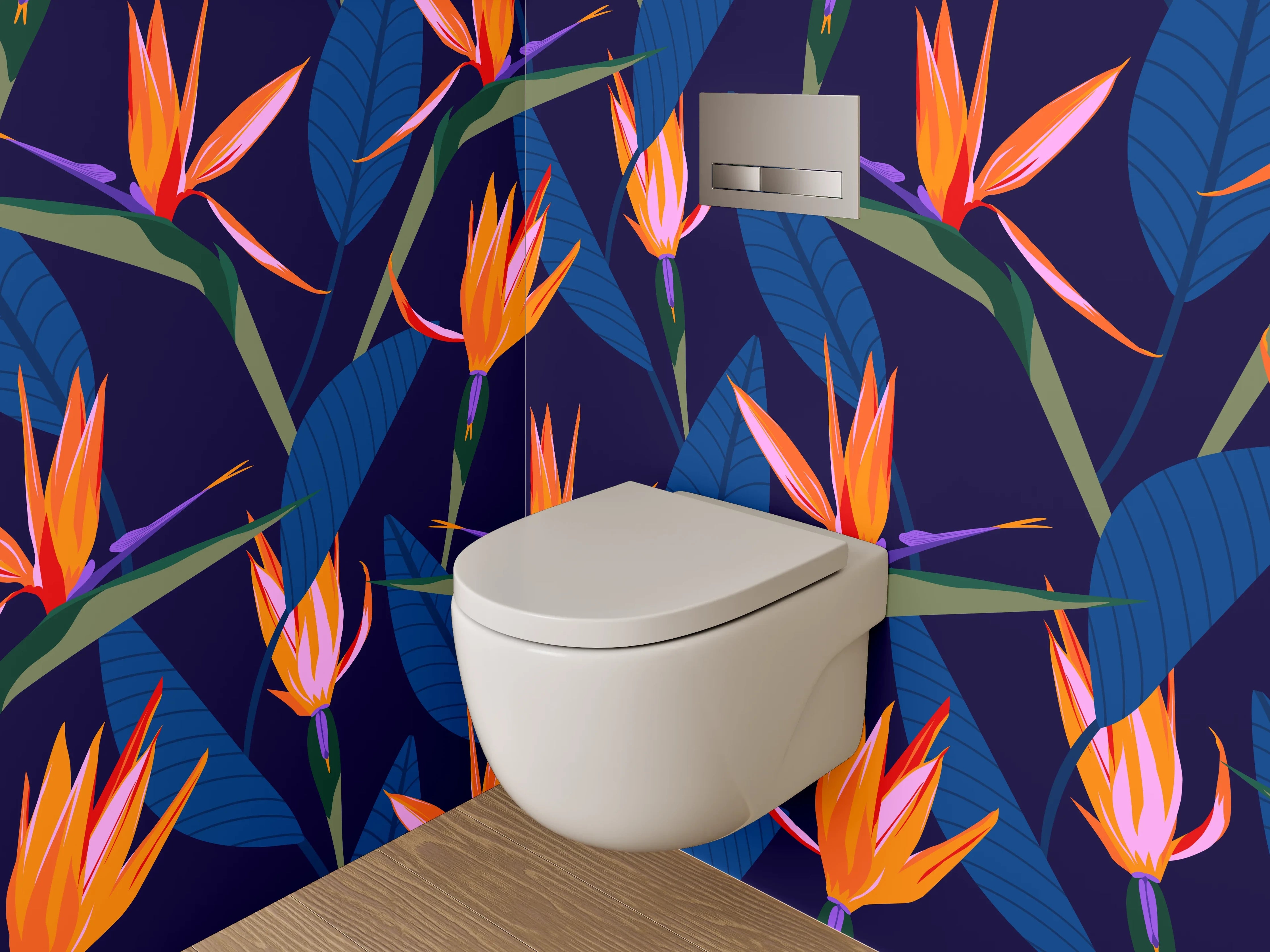 WC-Rückwand - Exotische Strelitzien Blüte Tapete