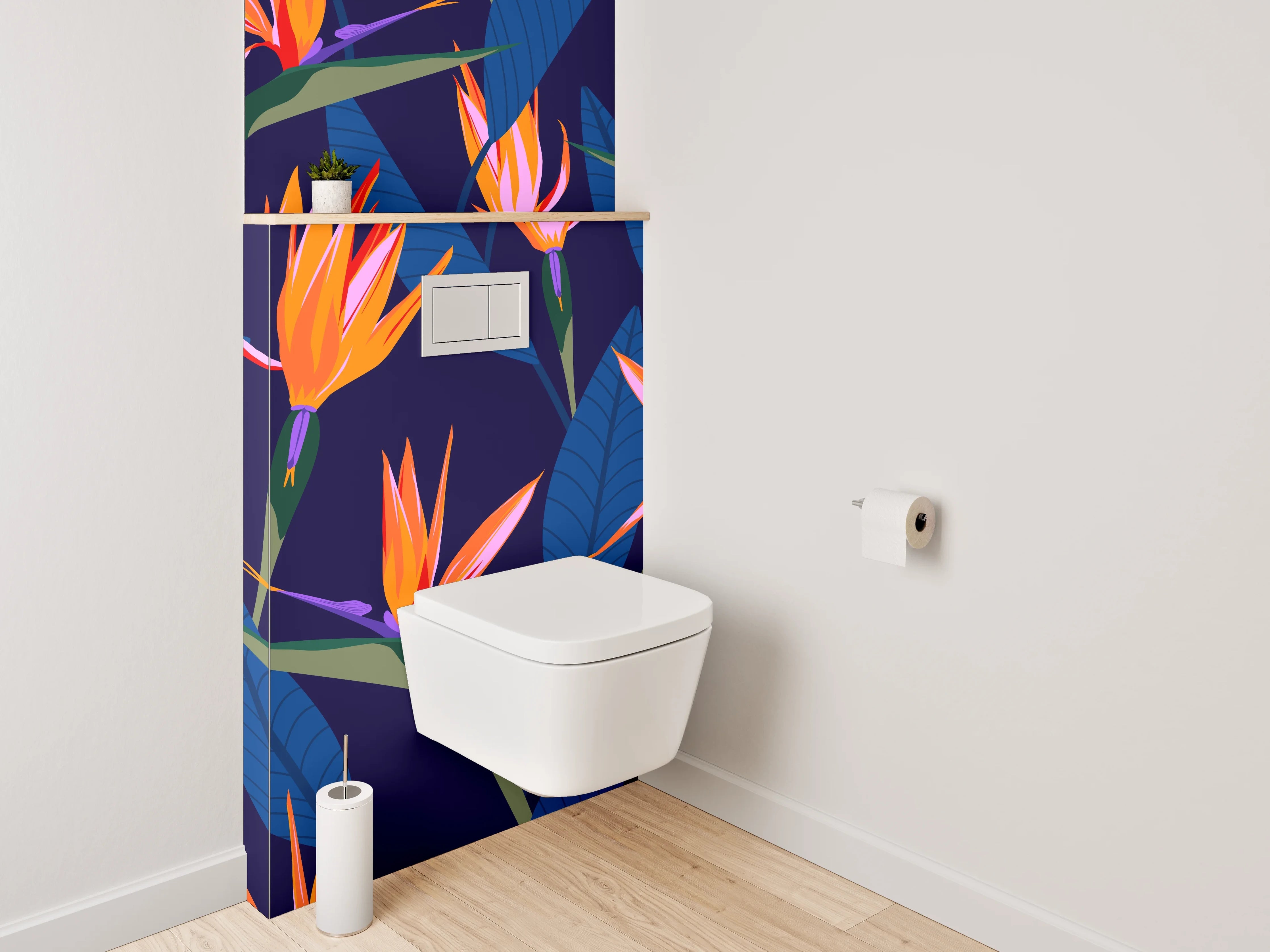 WC-Rückwand - Exotische Strelitzien Blüte Tapete