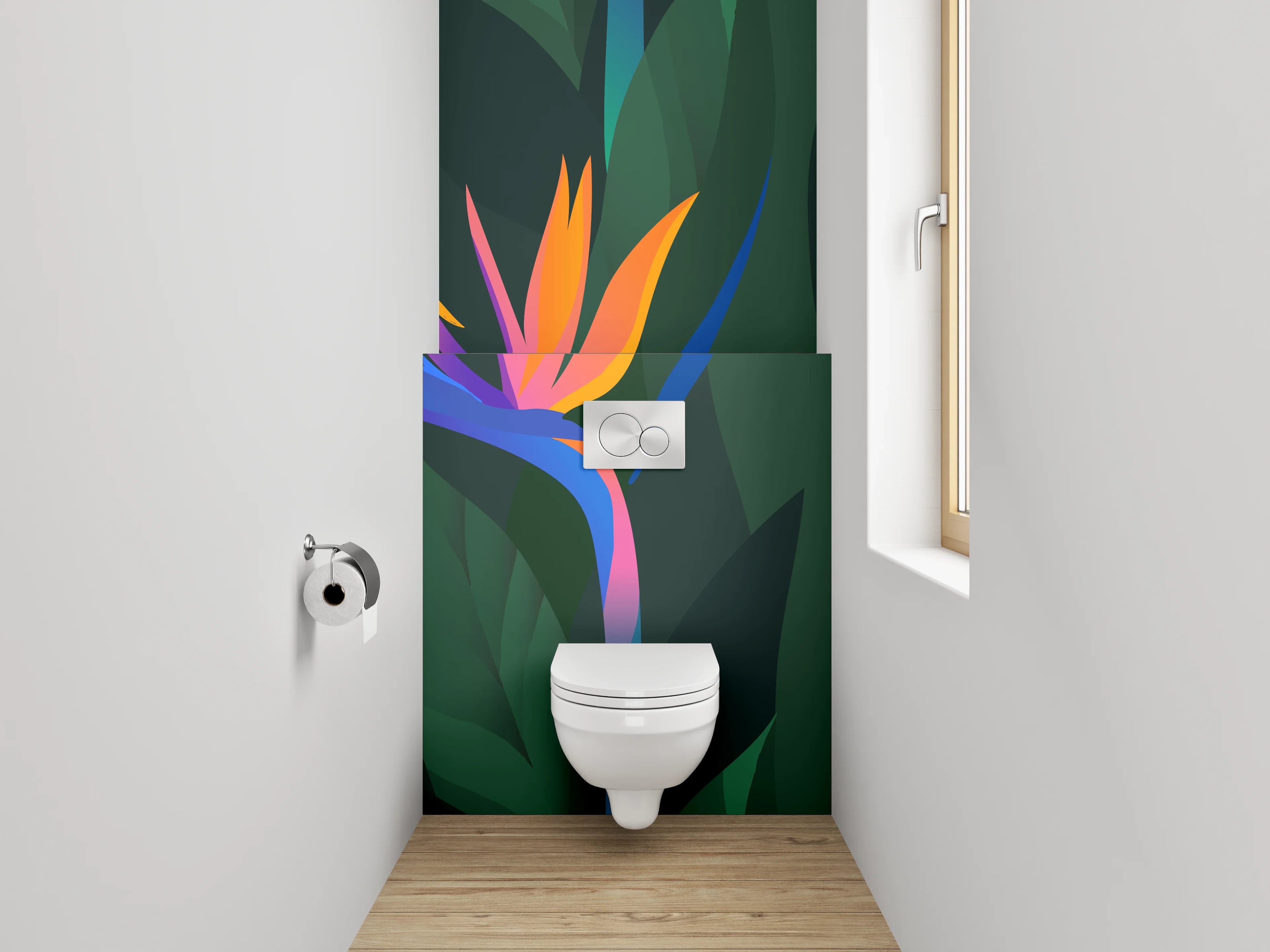 WC-Rückwand - Exotische Strelitzien-Blumen Illustration