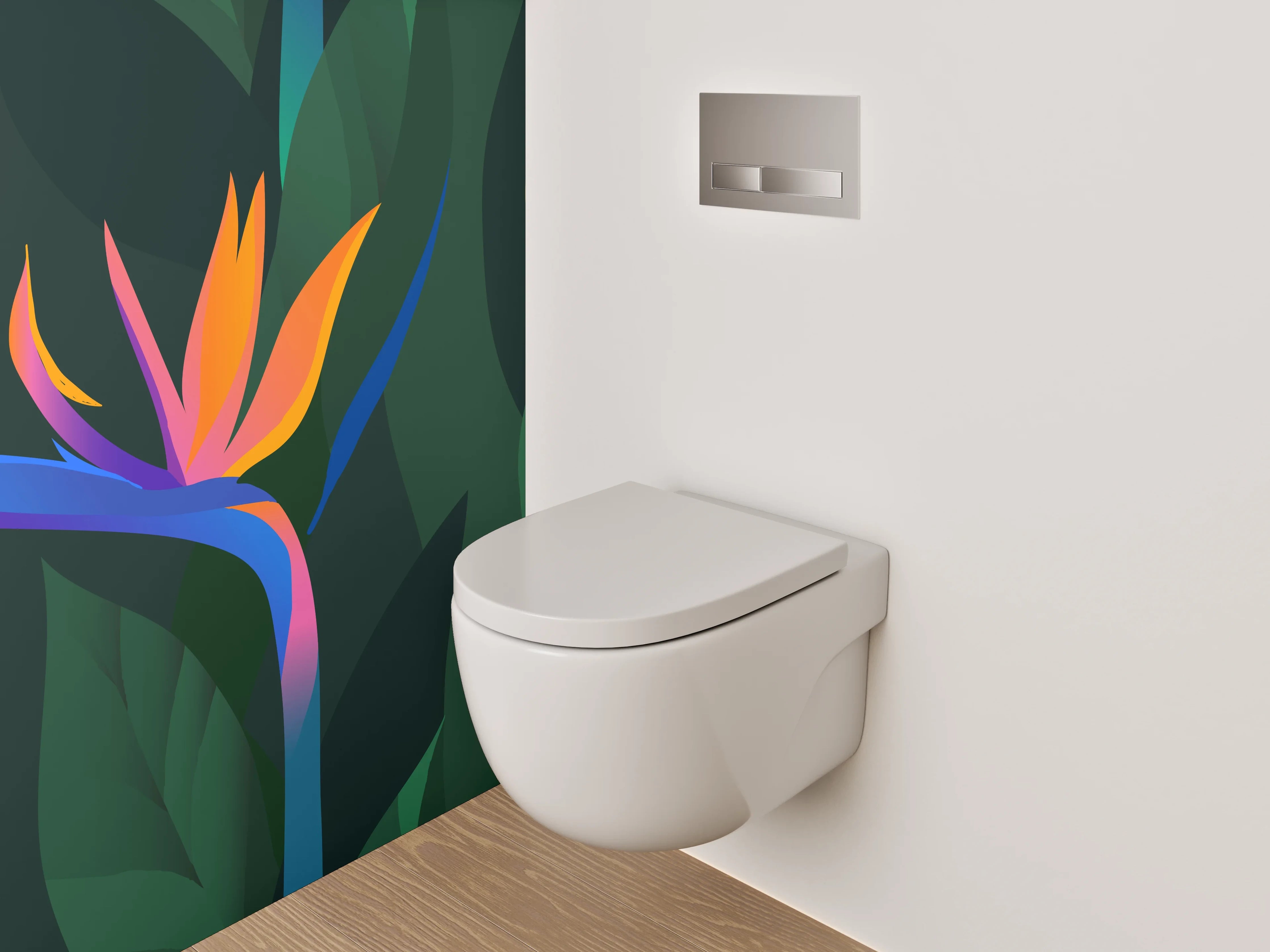 WC-Rückwand - Exotische Strelitzien-Blumen Illustration