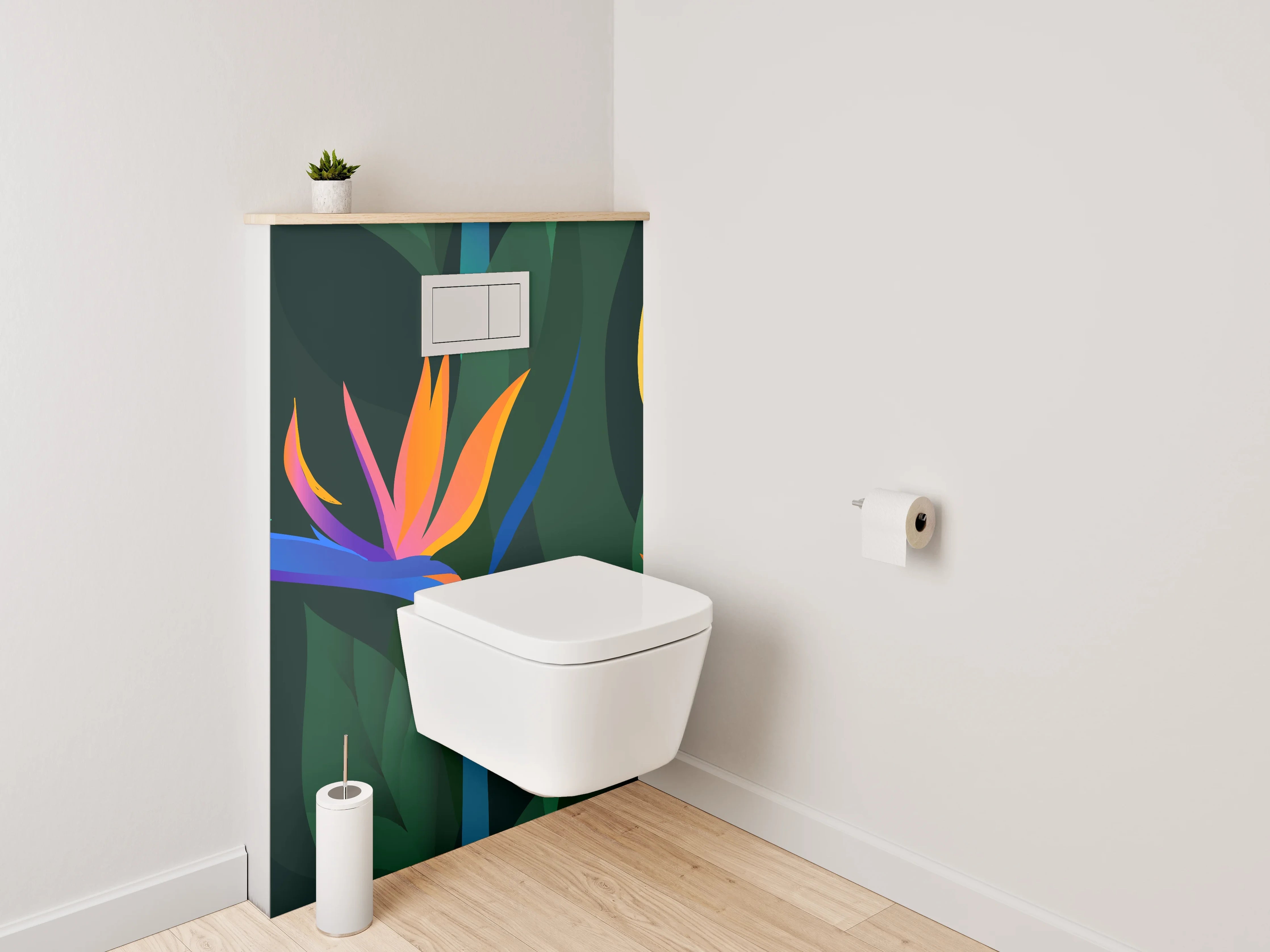 WC-Rückwand - Exotische Strelitzien-Blumen Illustration