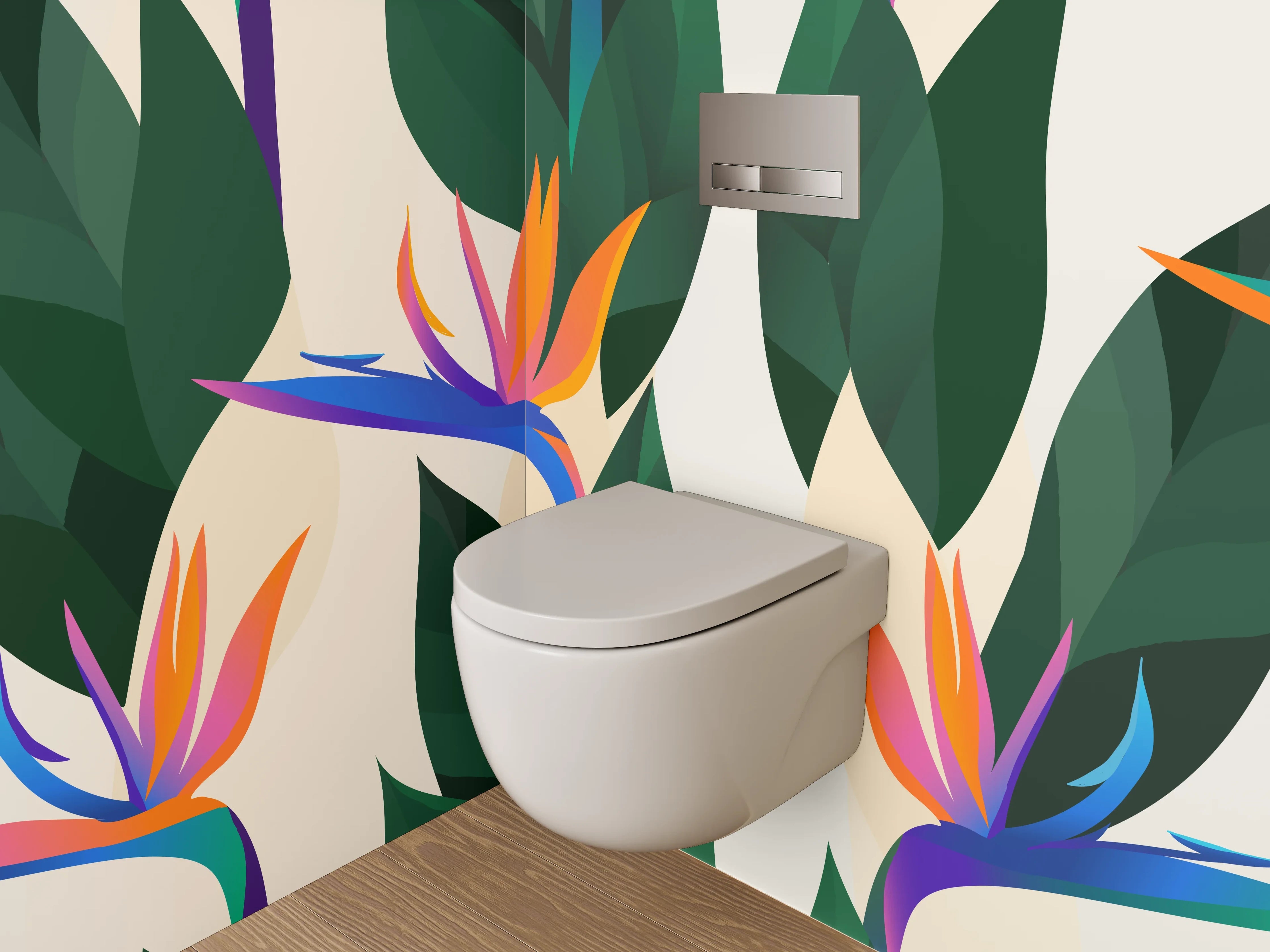 WC-Rückwand - Exotische Strelizie Blumen Illustration