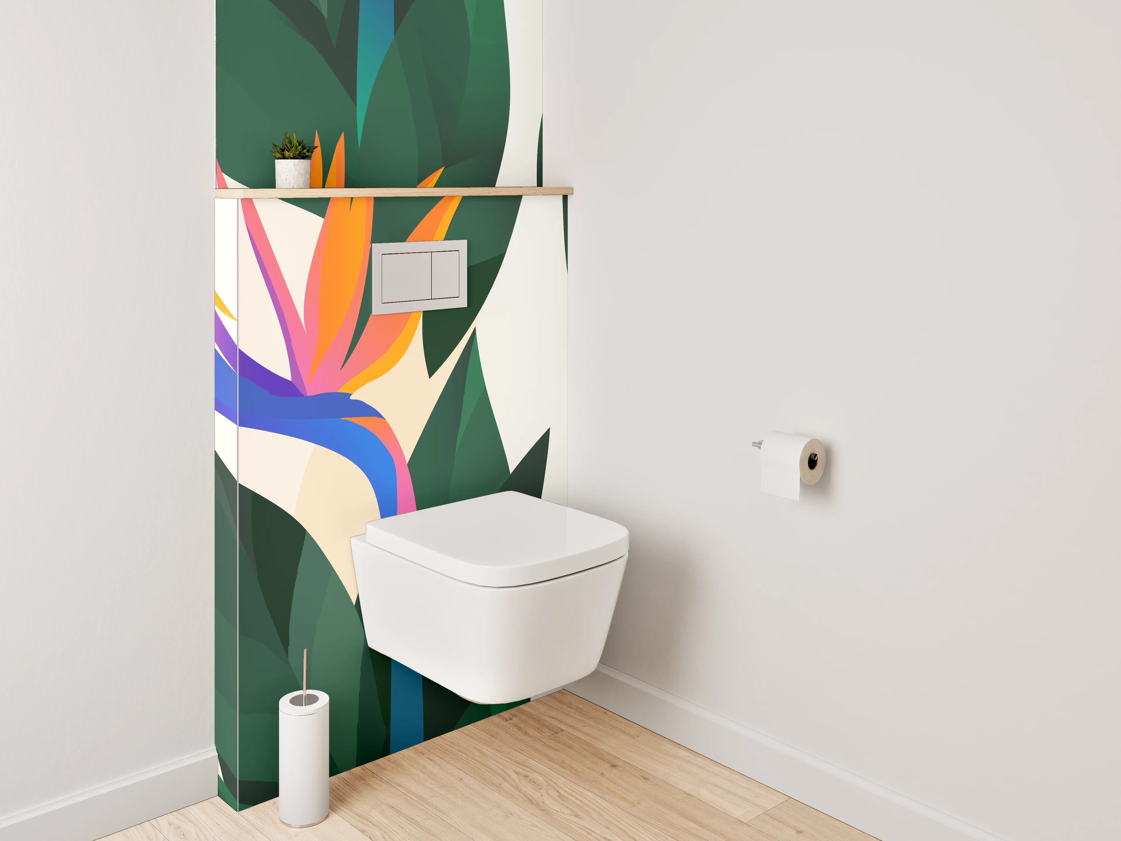 WC-Rückwand - Exotische Strelizie Blumen Illustration