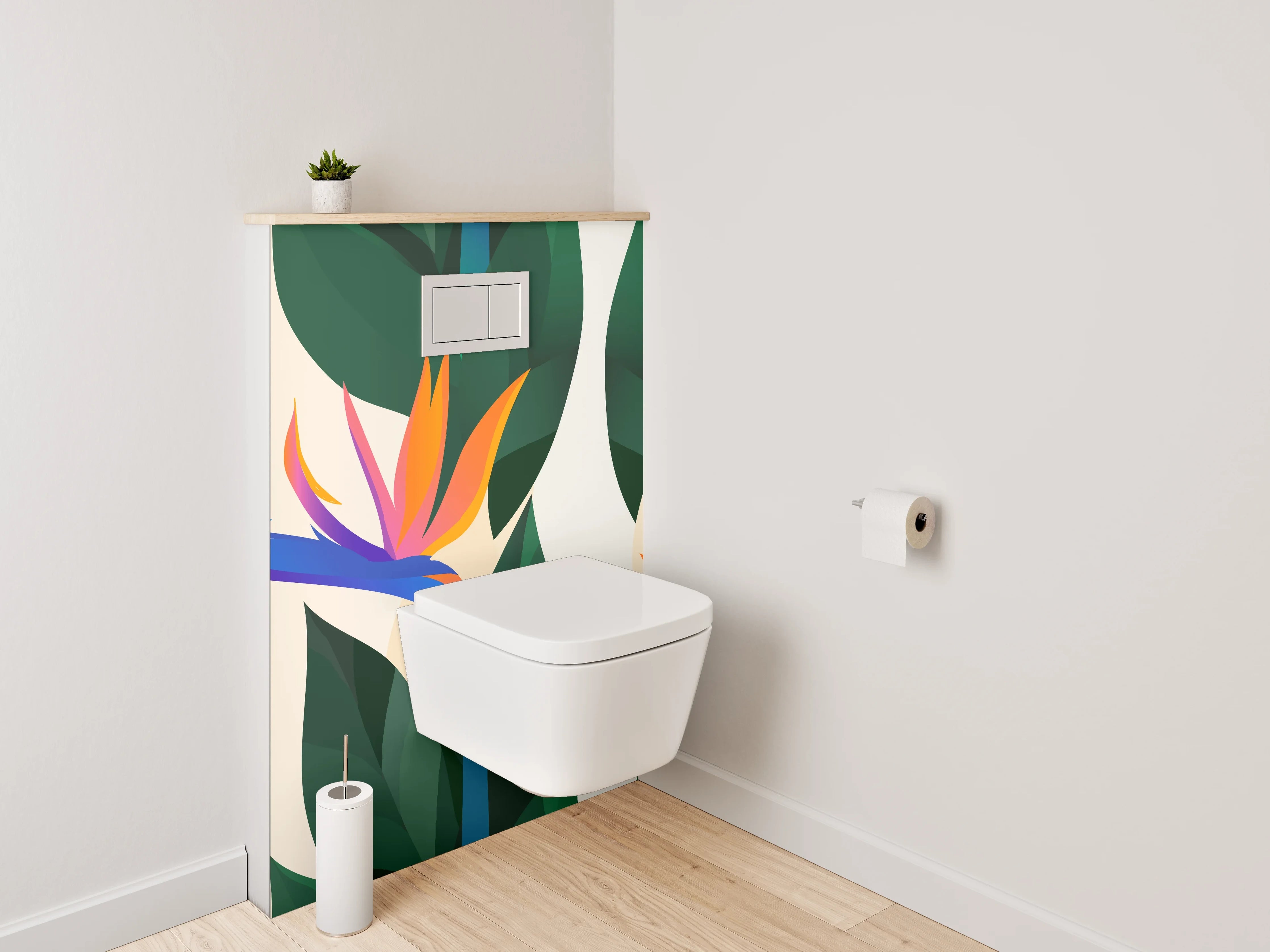 WC-Rückwand - Exotische Strelizie Blumen Illustration