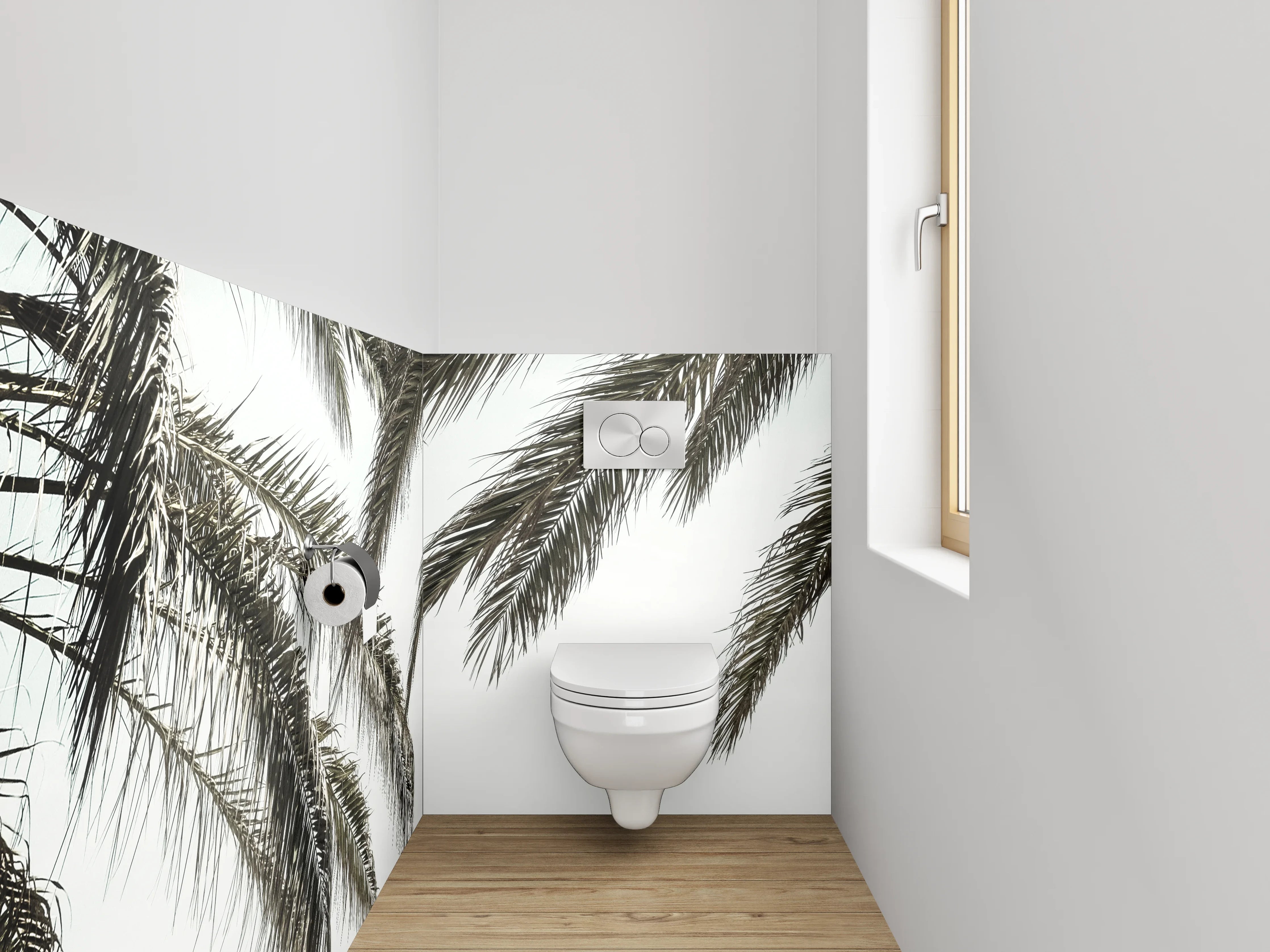 WC-Rückwand - Exotischer Palmenstrand am Meer