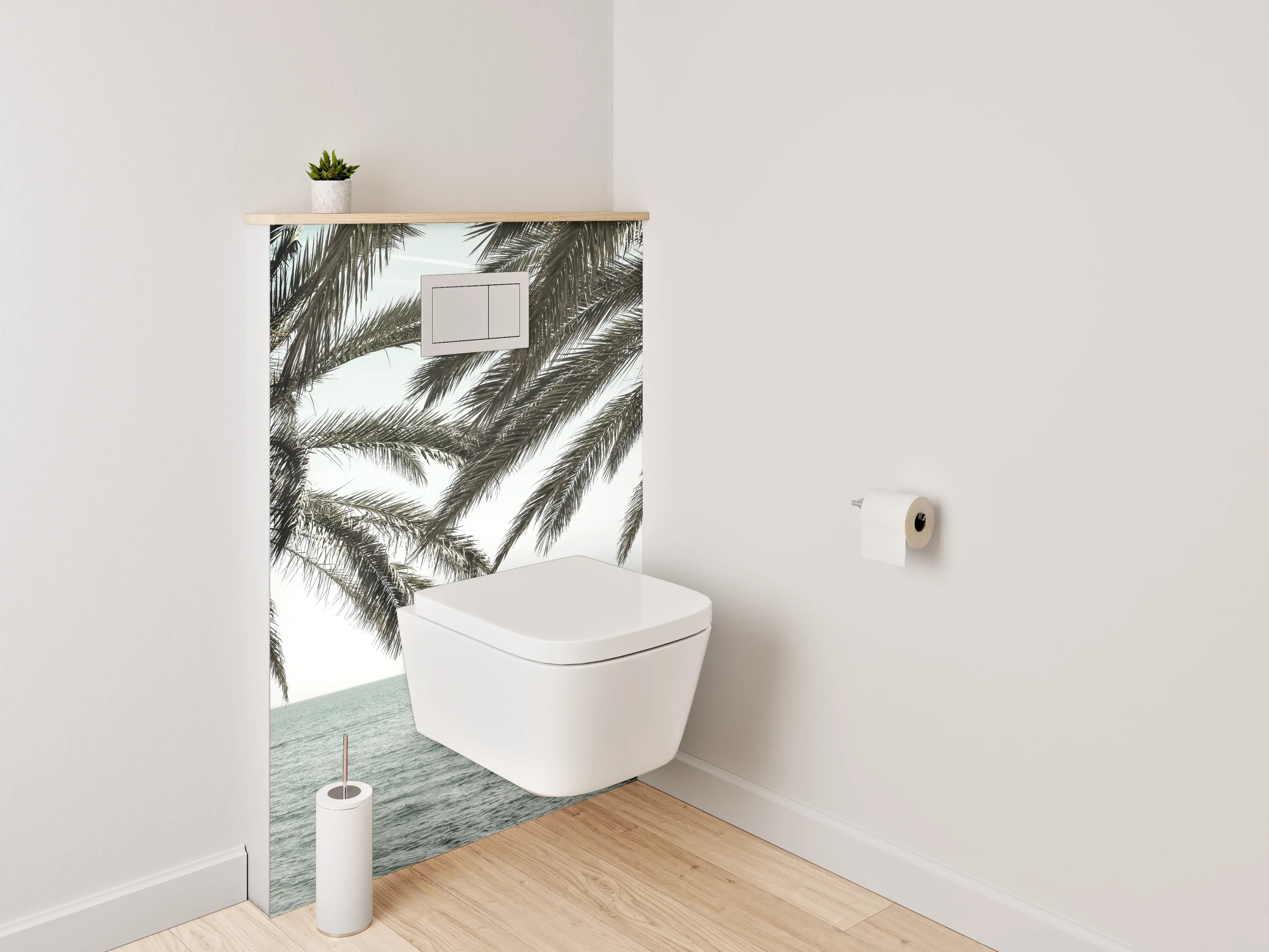 WC-Rückwand - Exotischer Palmenstrand am Meer