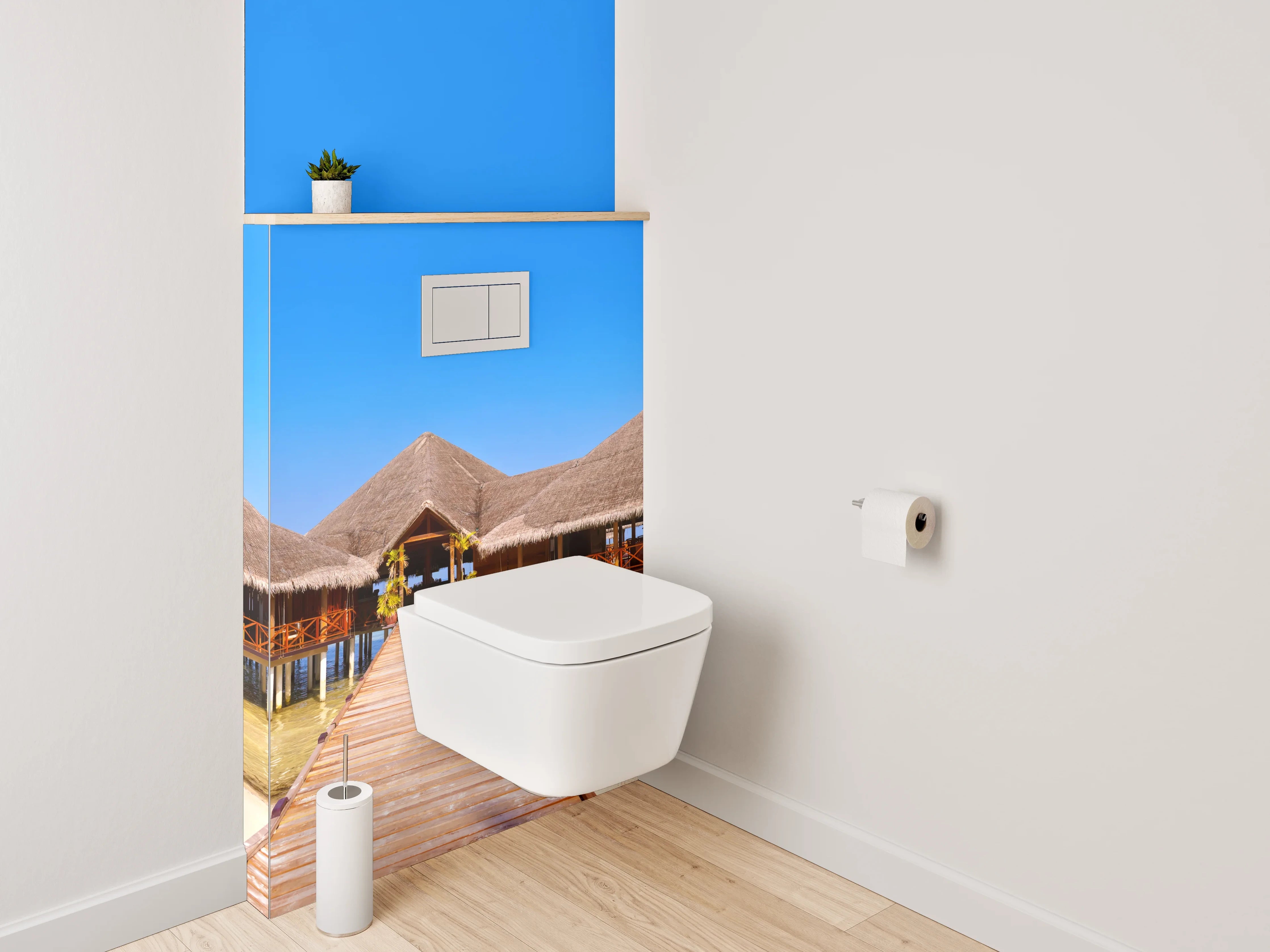 WC-Rückwand - Exotischer Steg am Sandstrand