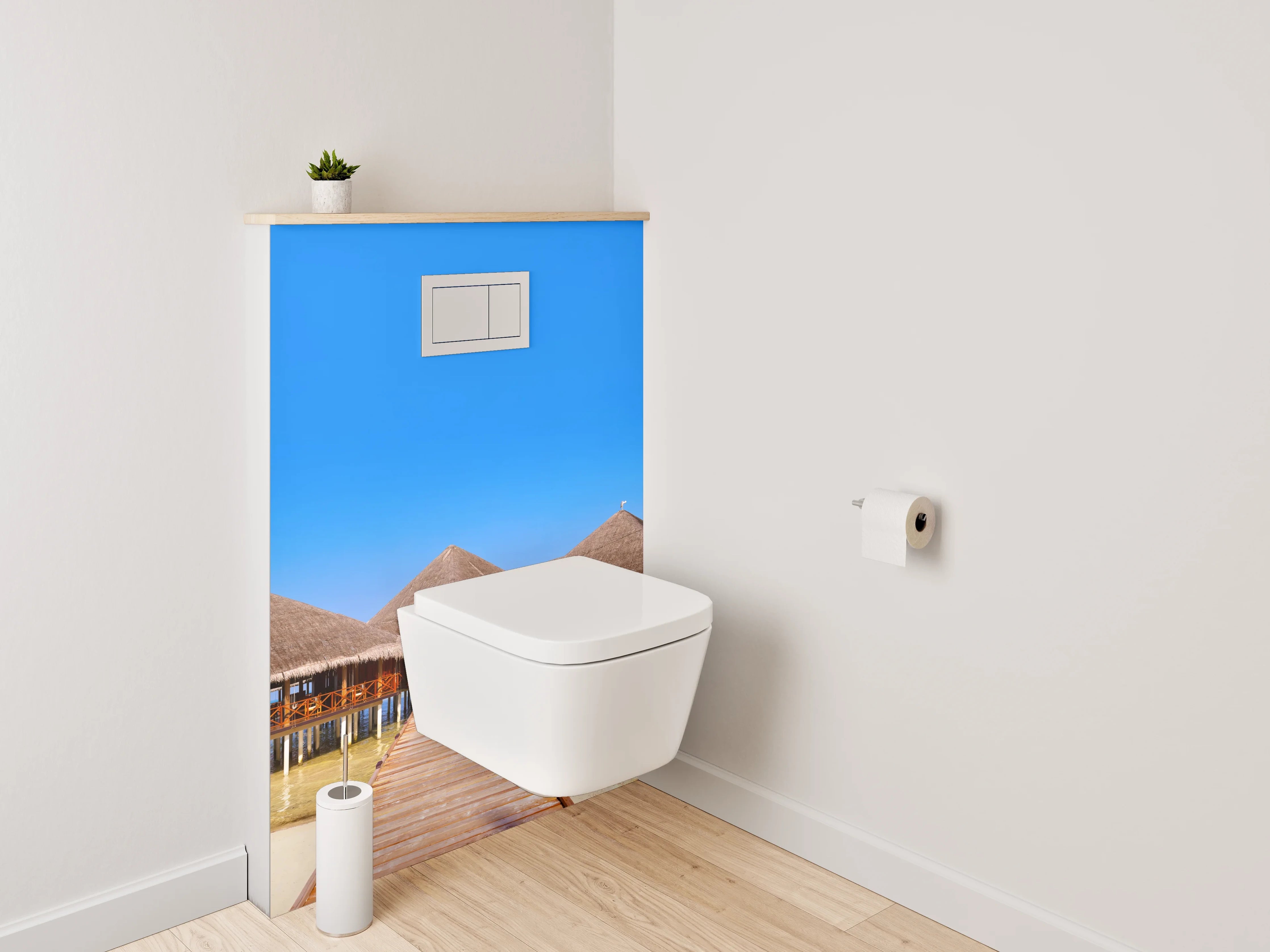 WC-Rückwand - Exotischer Steg am Sandstrand