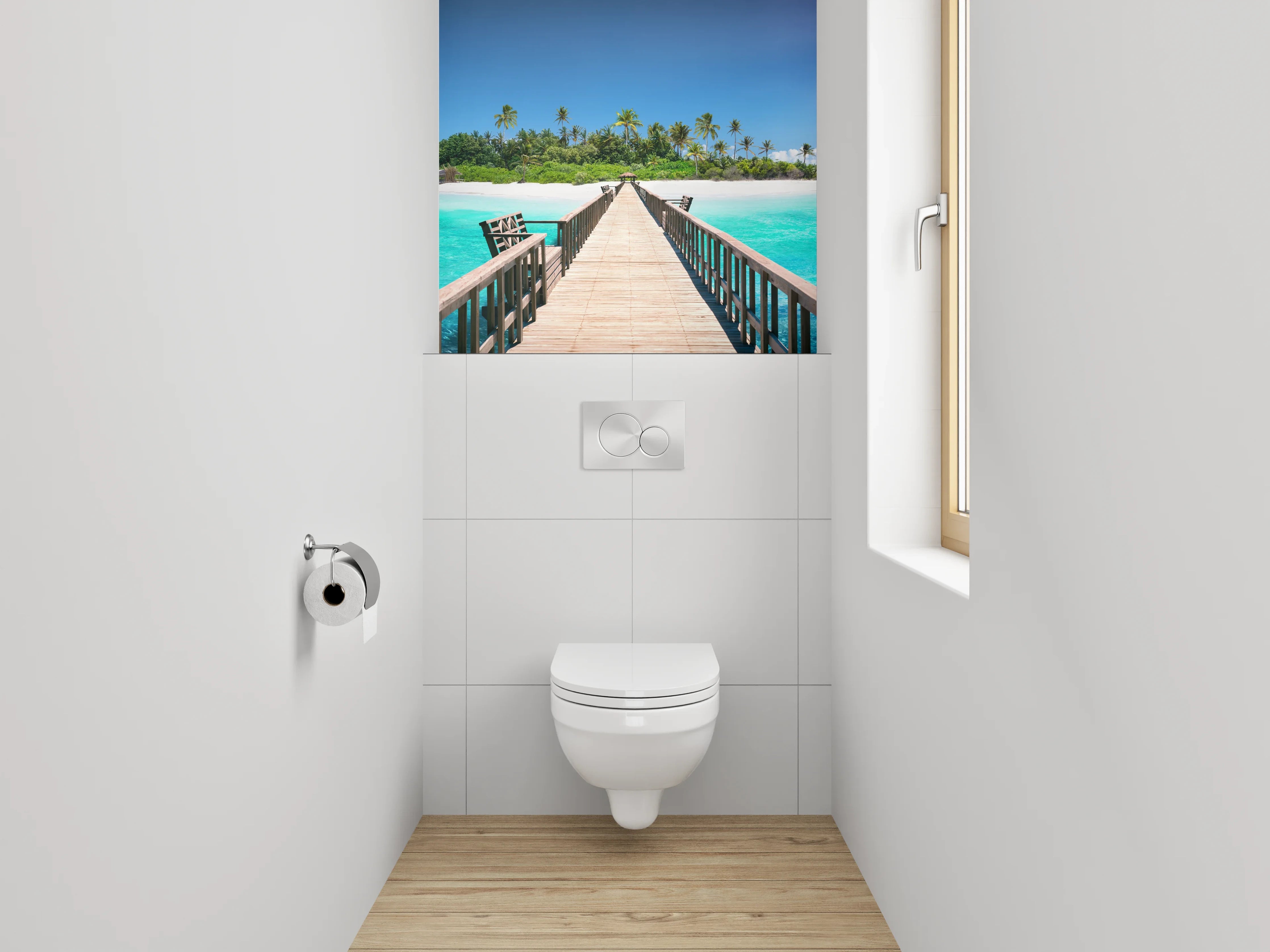 WC-Rückwand - Exotischer Steg zur Trauminsel