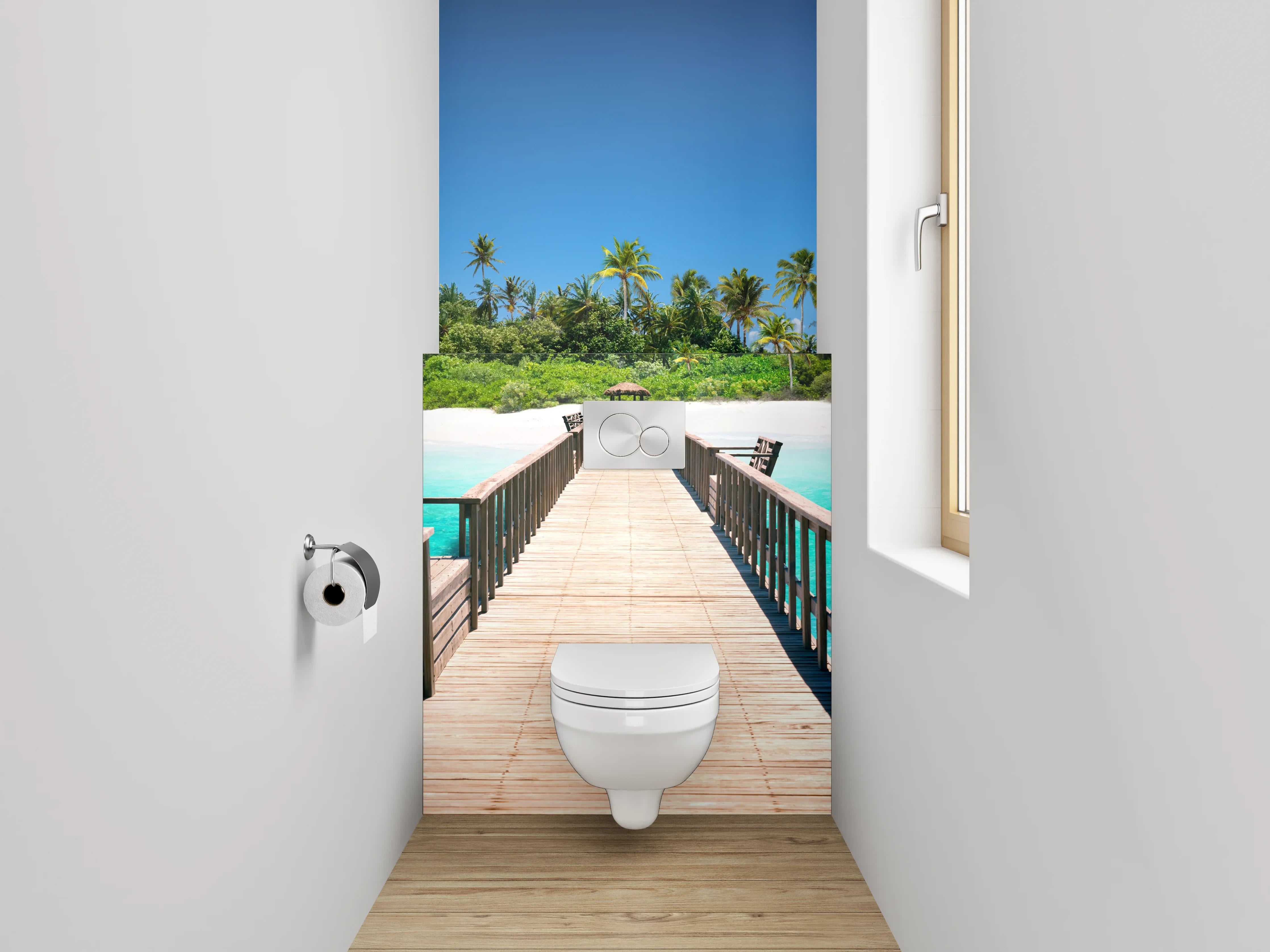 WC-Rückwand - Exotischer Steg zur Trauminsel