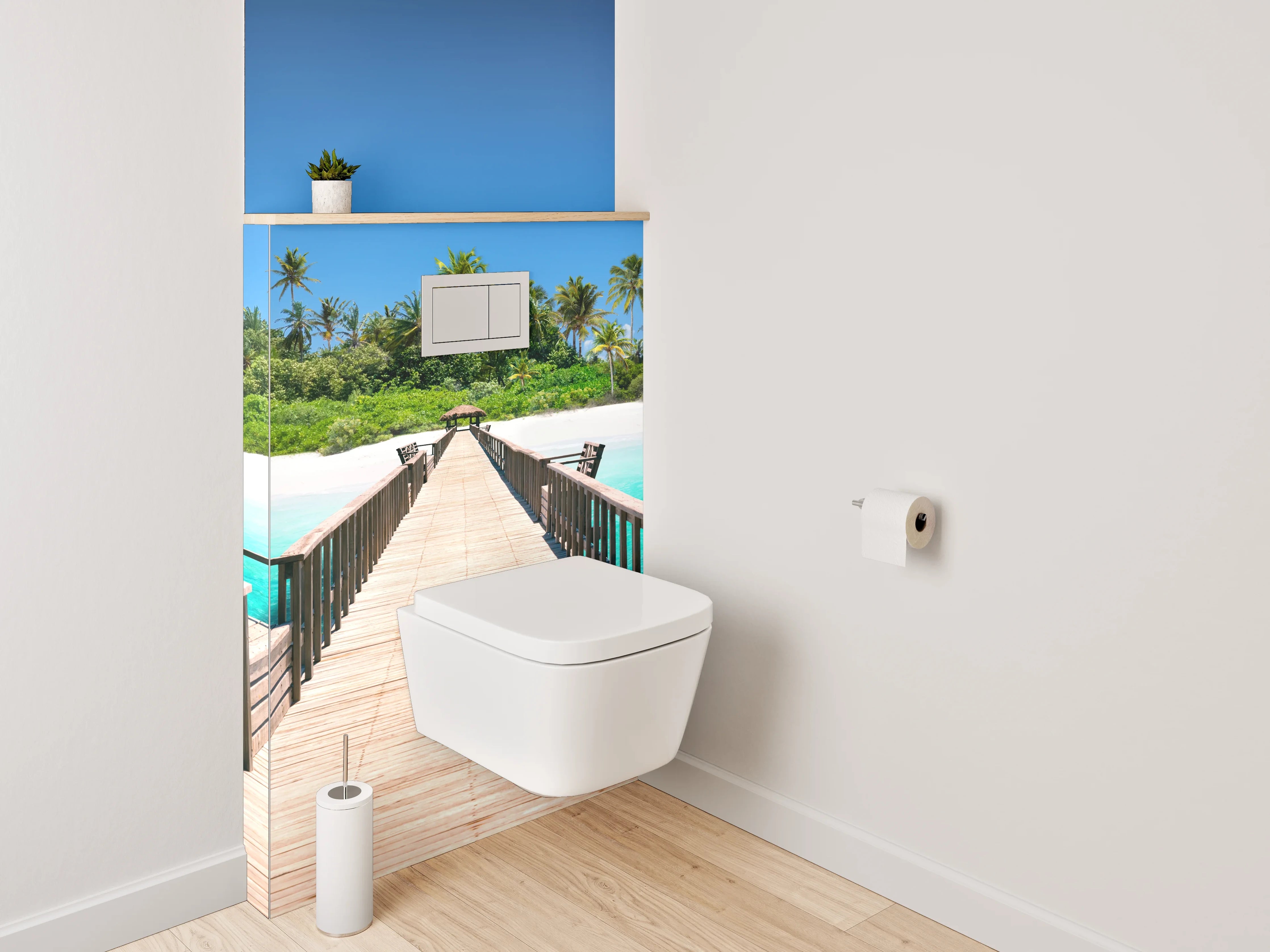 WC-Rückwand - Exotischer Steg zur Trauminsel