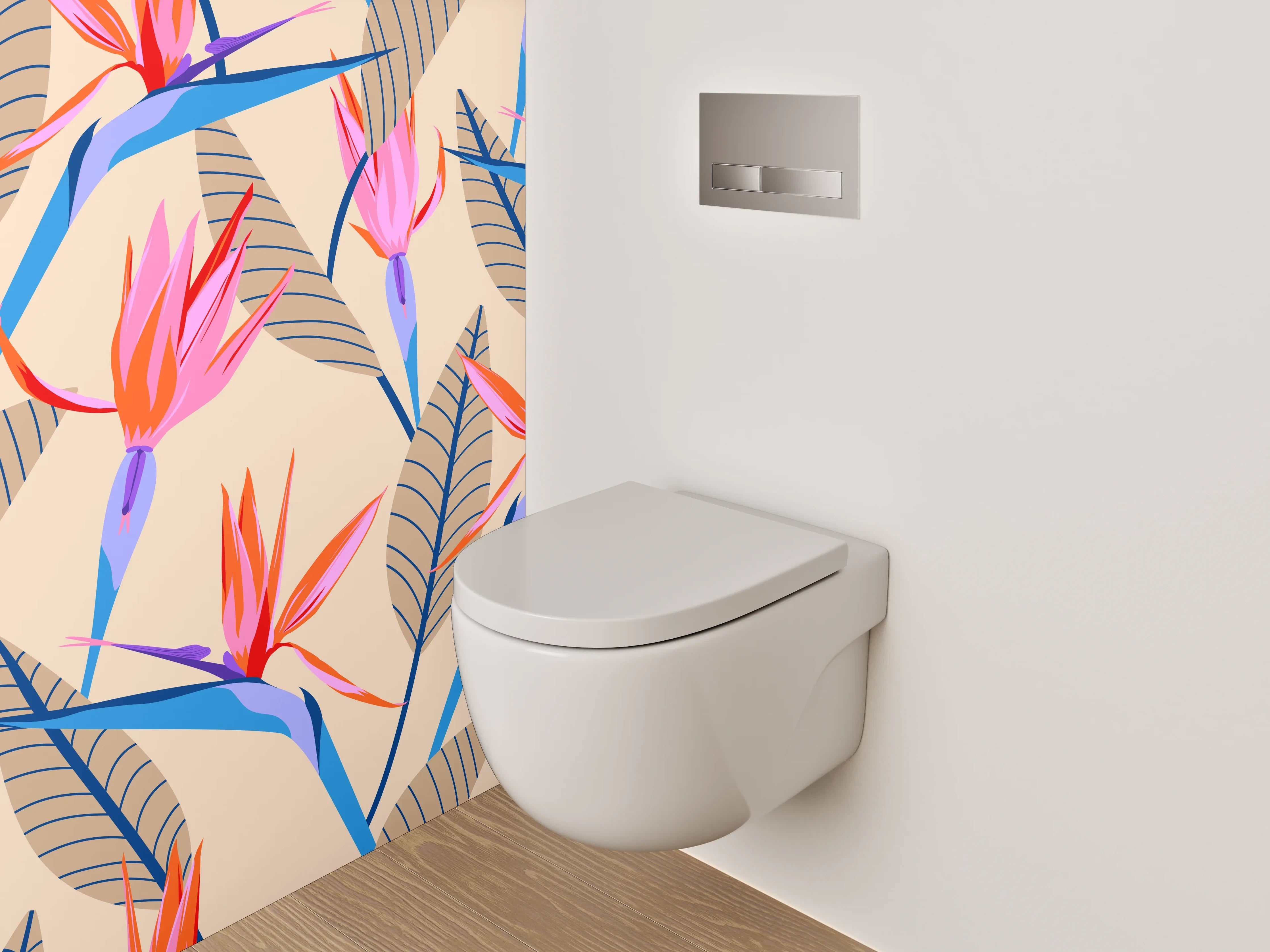 WC-Rückwand - Exotisches Blumenmuster Strelitzie Modern
