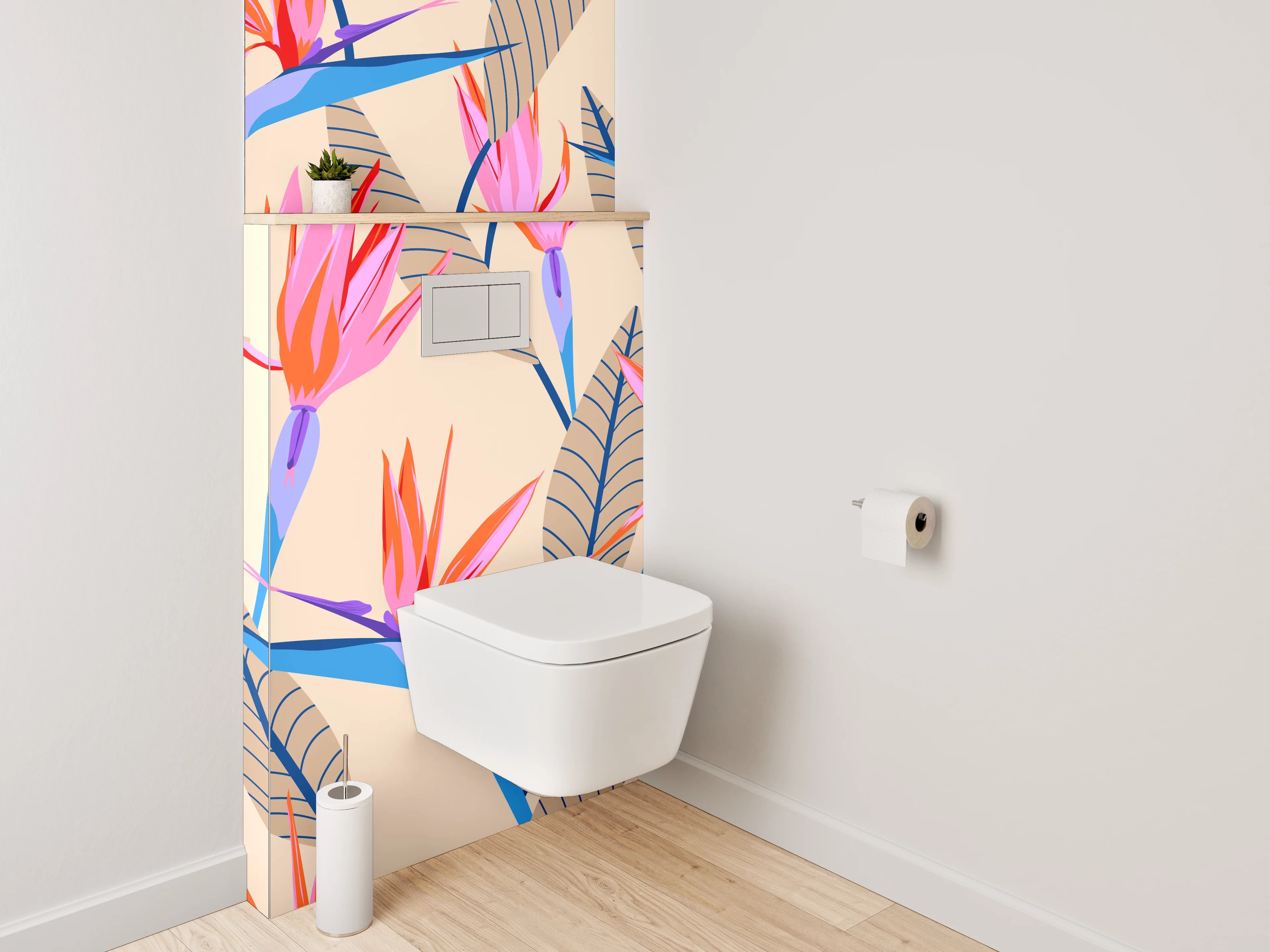 WC-Rückwand - Exotisches Blumenmuster Strelitzie Modern