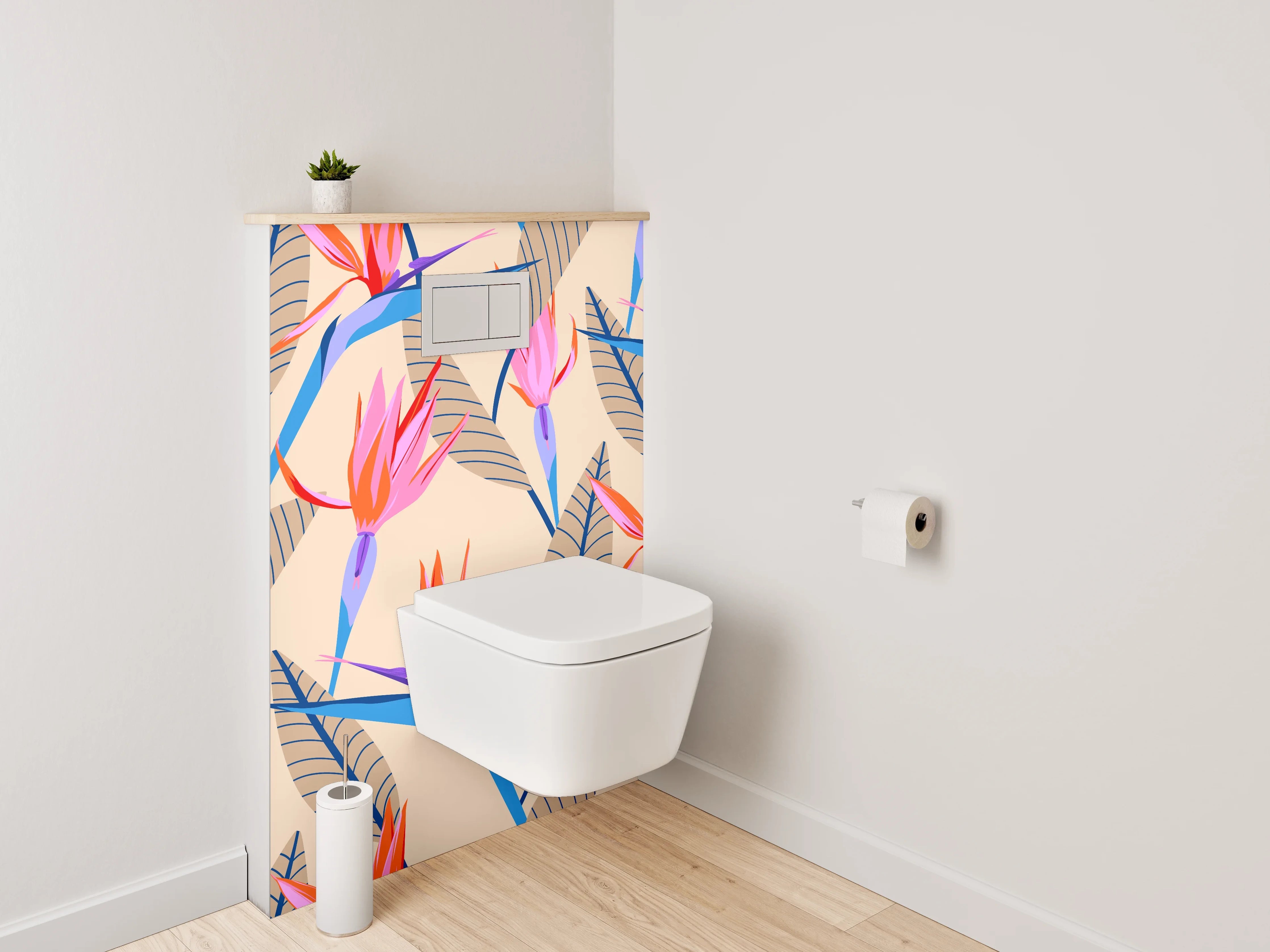 WC-Rückwand - Exotisches Blumenmuster Strelitzie Modern
