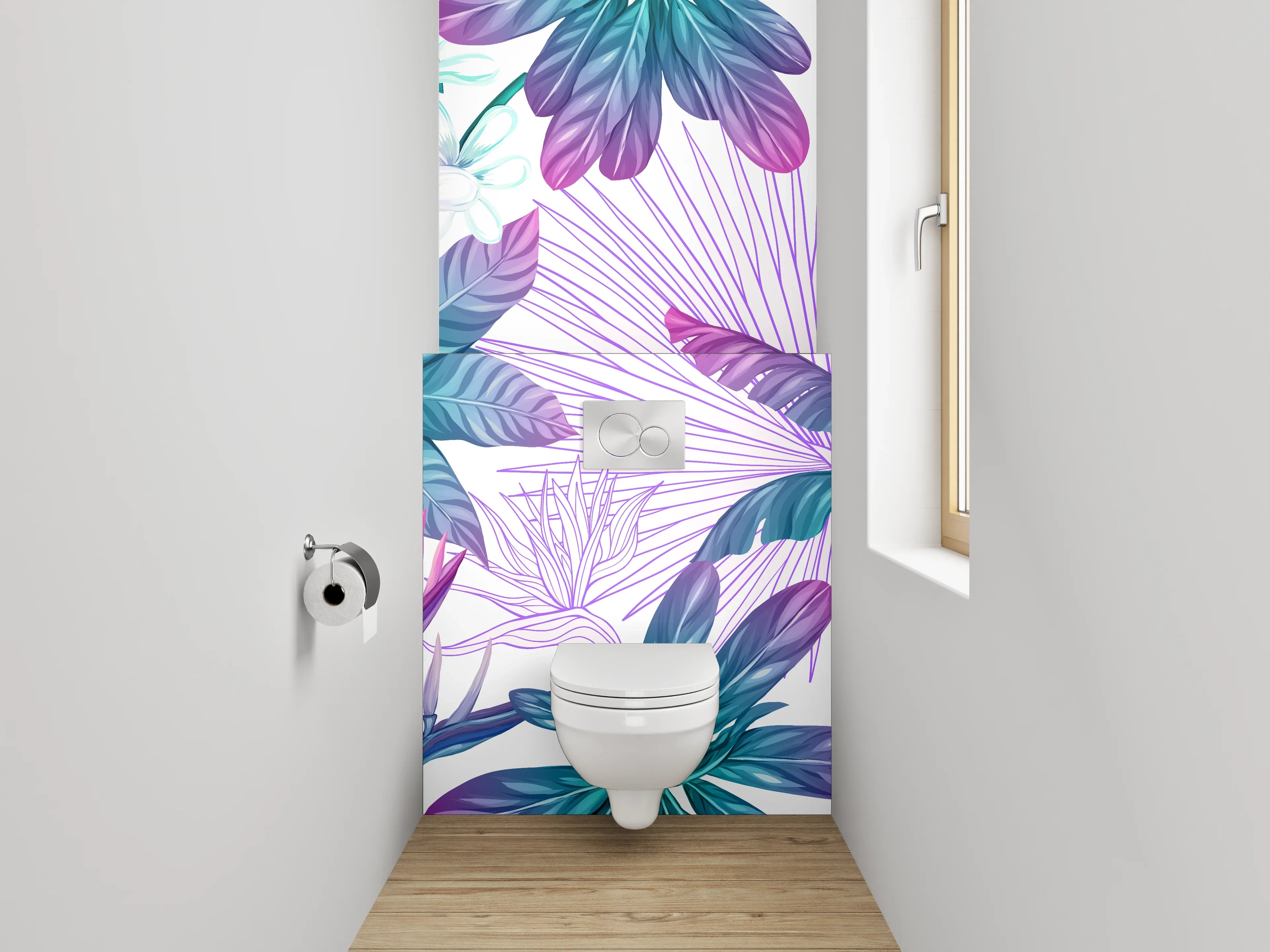 WC-Rückwand - Exotisches Dschungel-Blatt Muster Aquarell