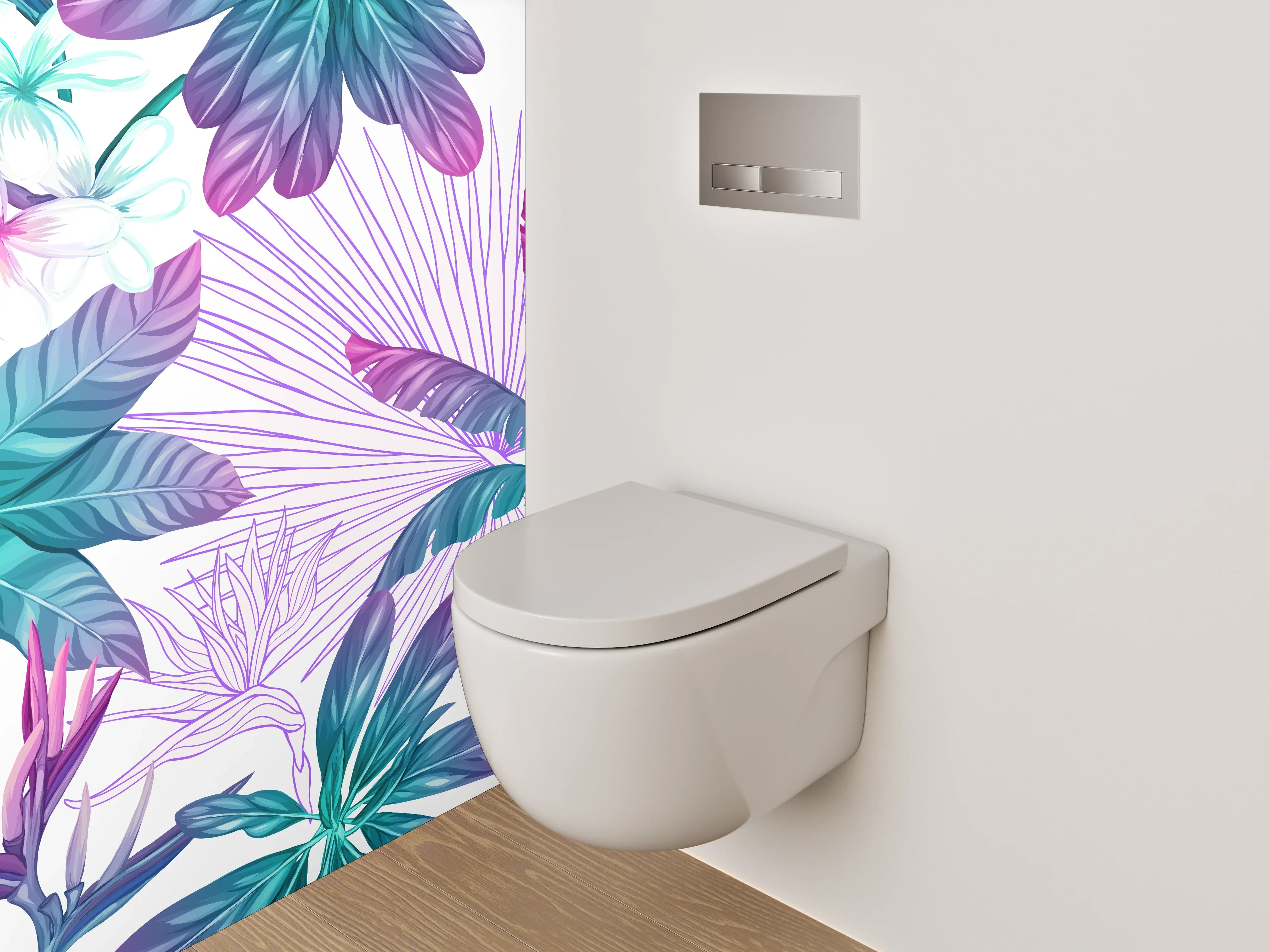WC-Rückwand - Exotisches Dschungel-Blatt Muster Aquarell