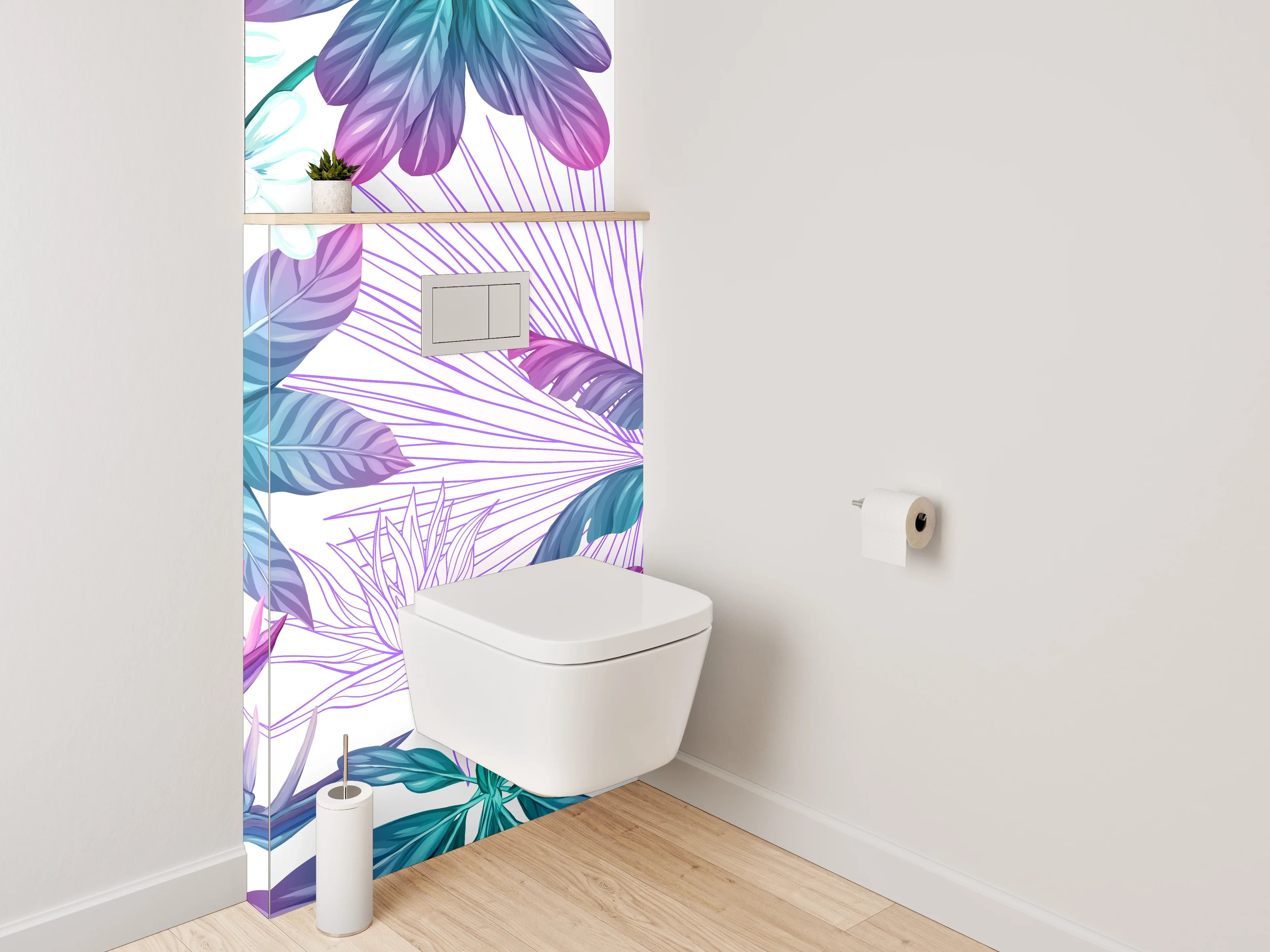 WC-Rückwand - Exotisches Dschungel-Blatt Muster Aquarell