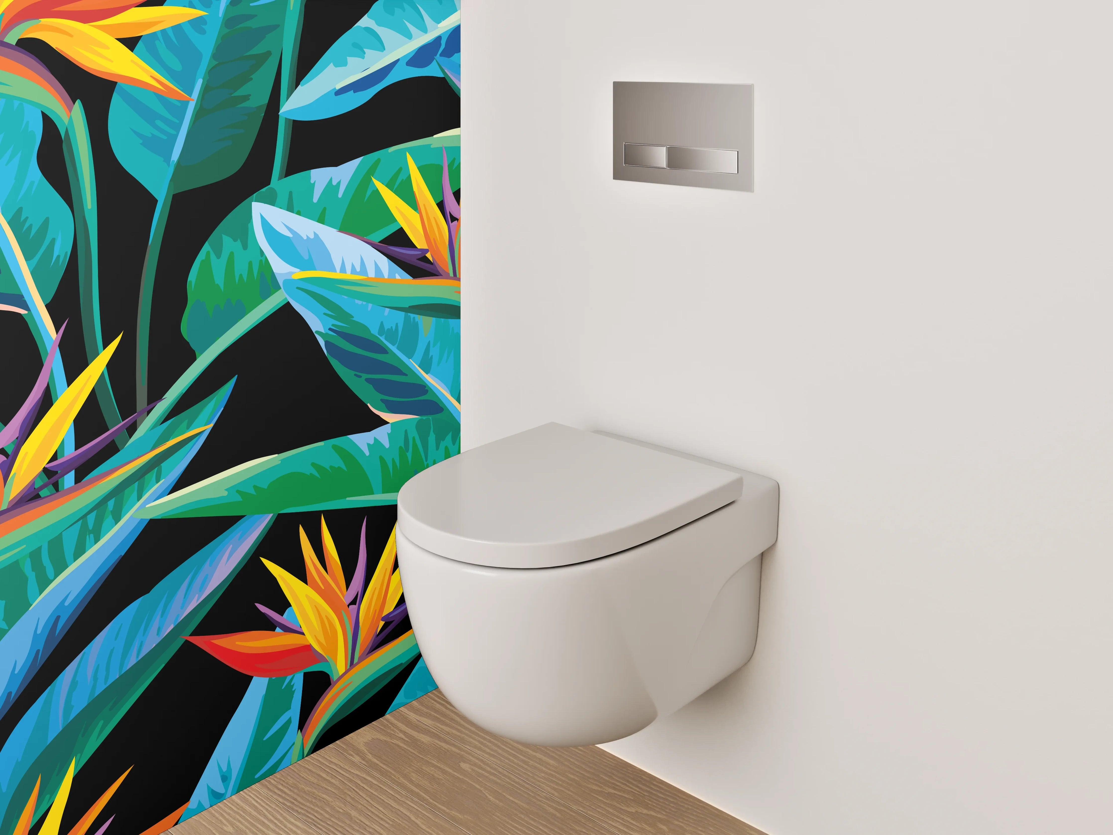 WC-Rückwand - Exotisches Dschungel-Blumen-Motiv