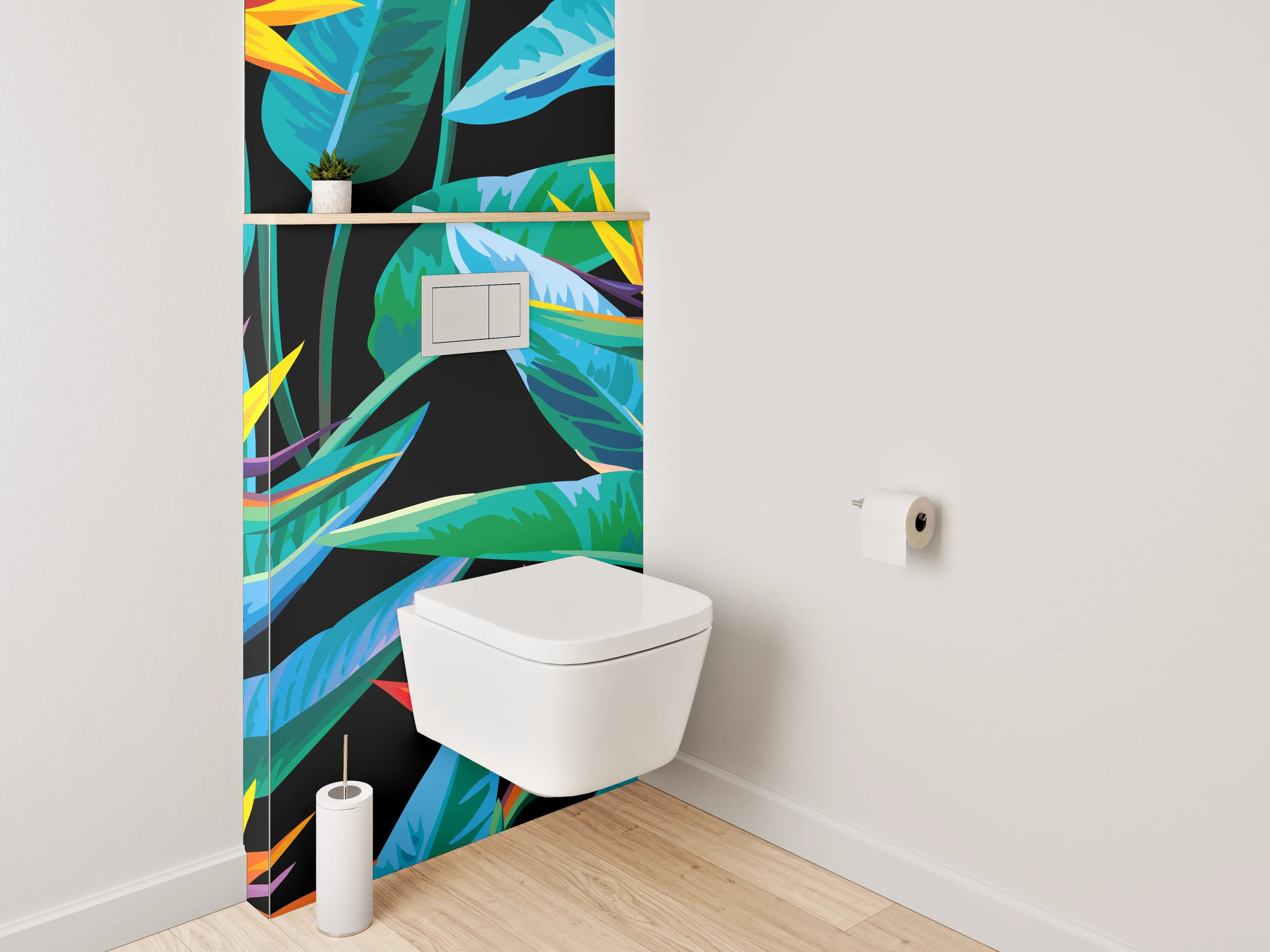 WC-Rückwand - Exotisches Dschungel-Blumen-Motiv