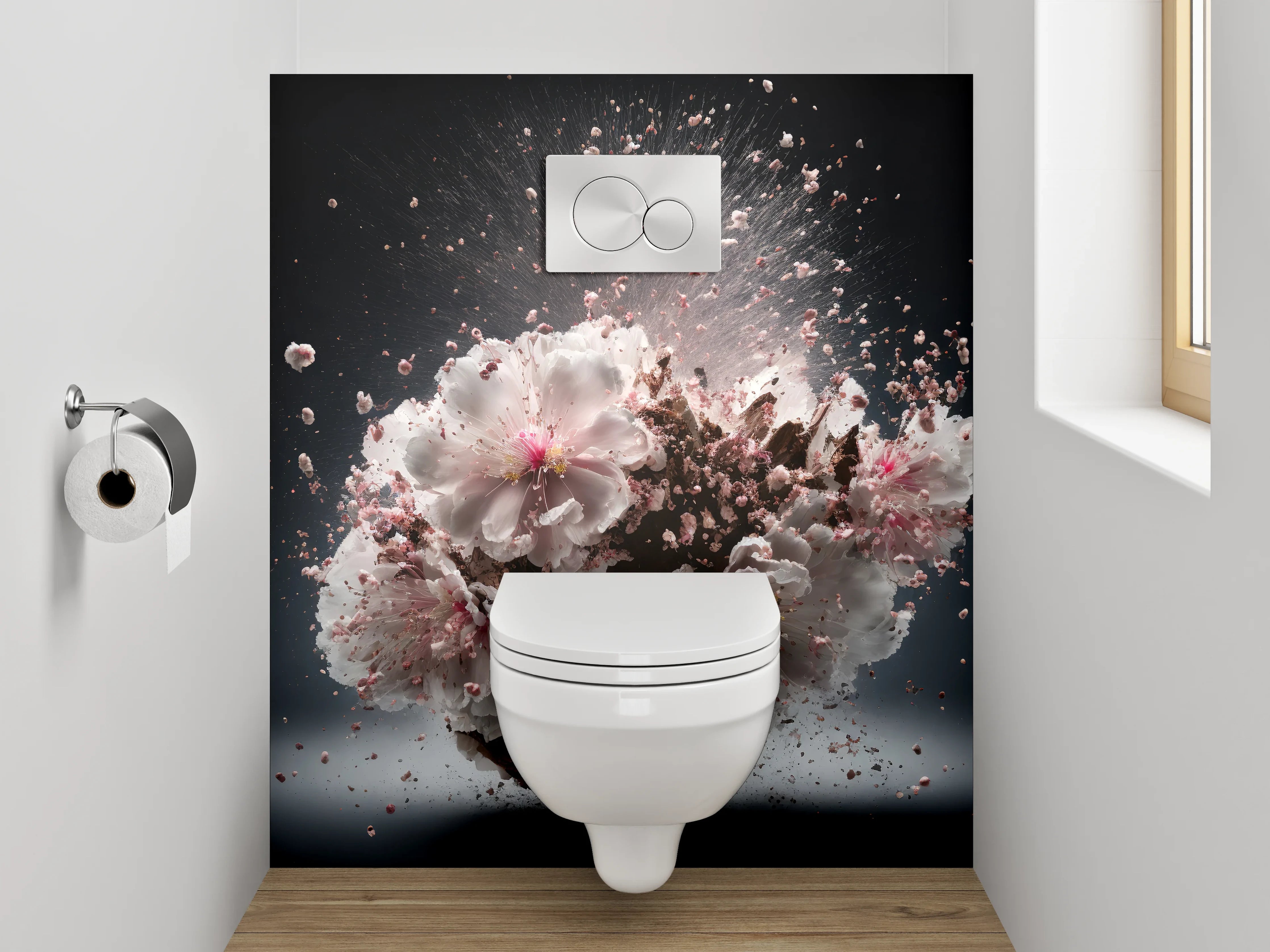 WC-Rückwand - Explosion aus Blüten und Eleganz