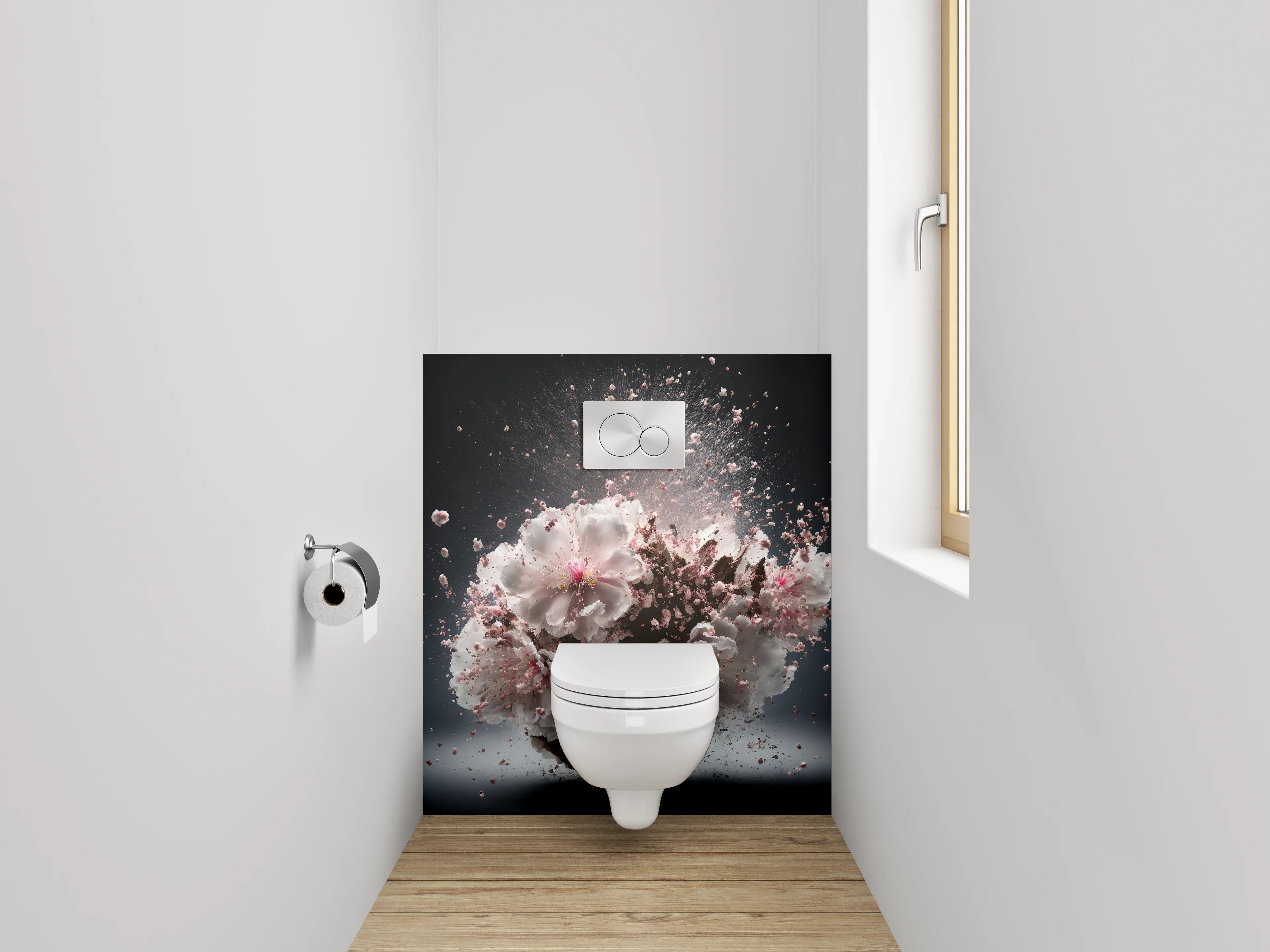 WC-Rückwand - Explosion aus Blüten und Eleganz