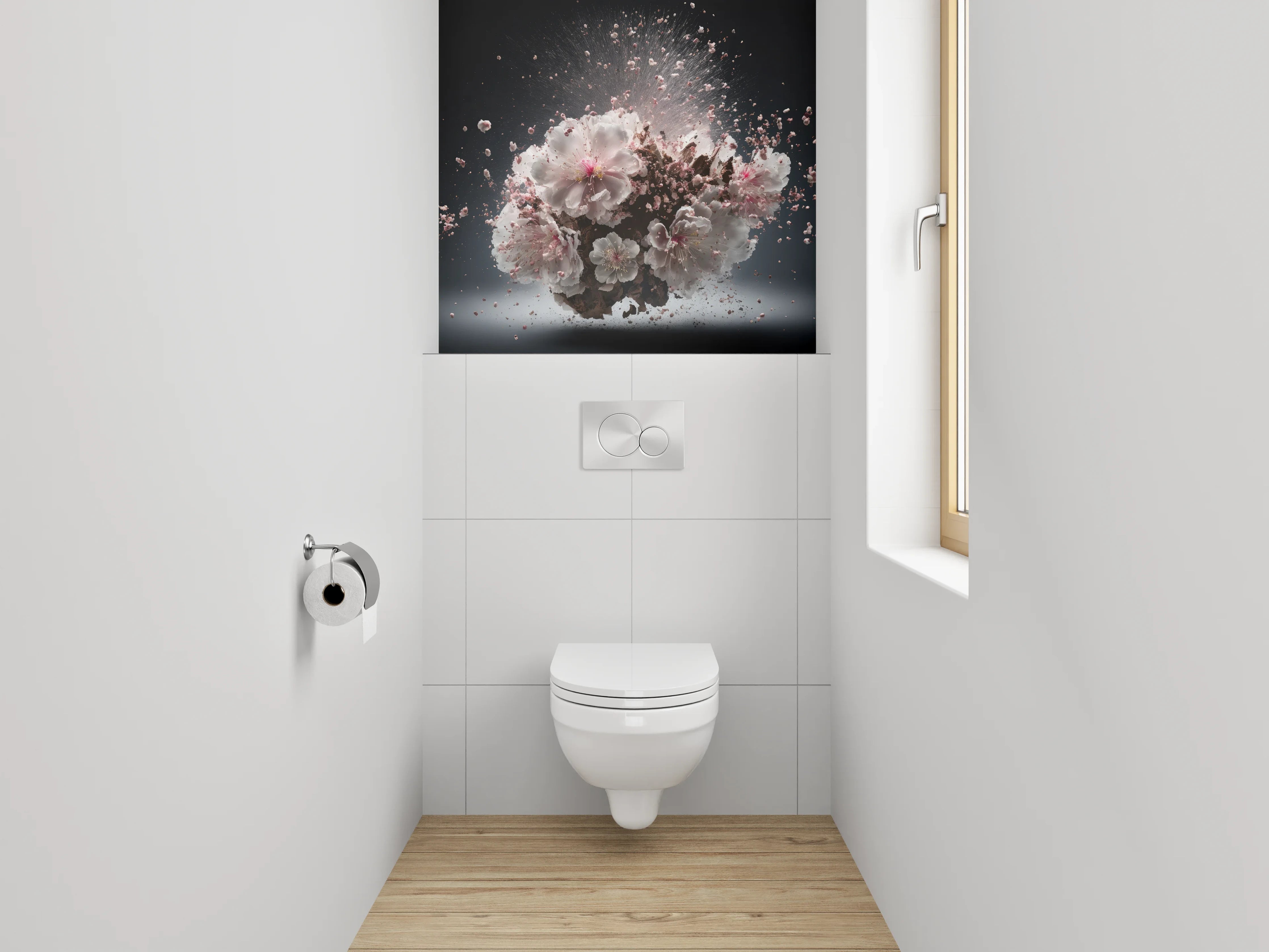 WC-Rückwand - Explosion aus Blüten und Eleganz