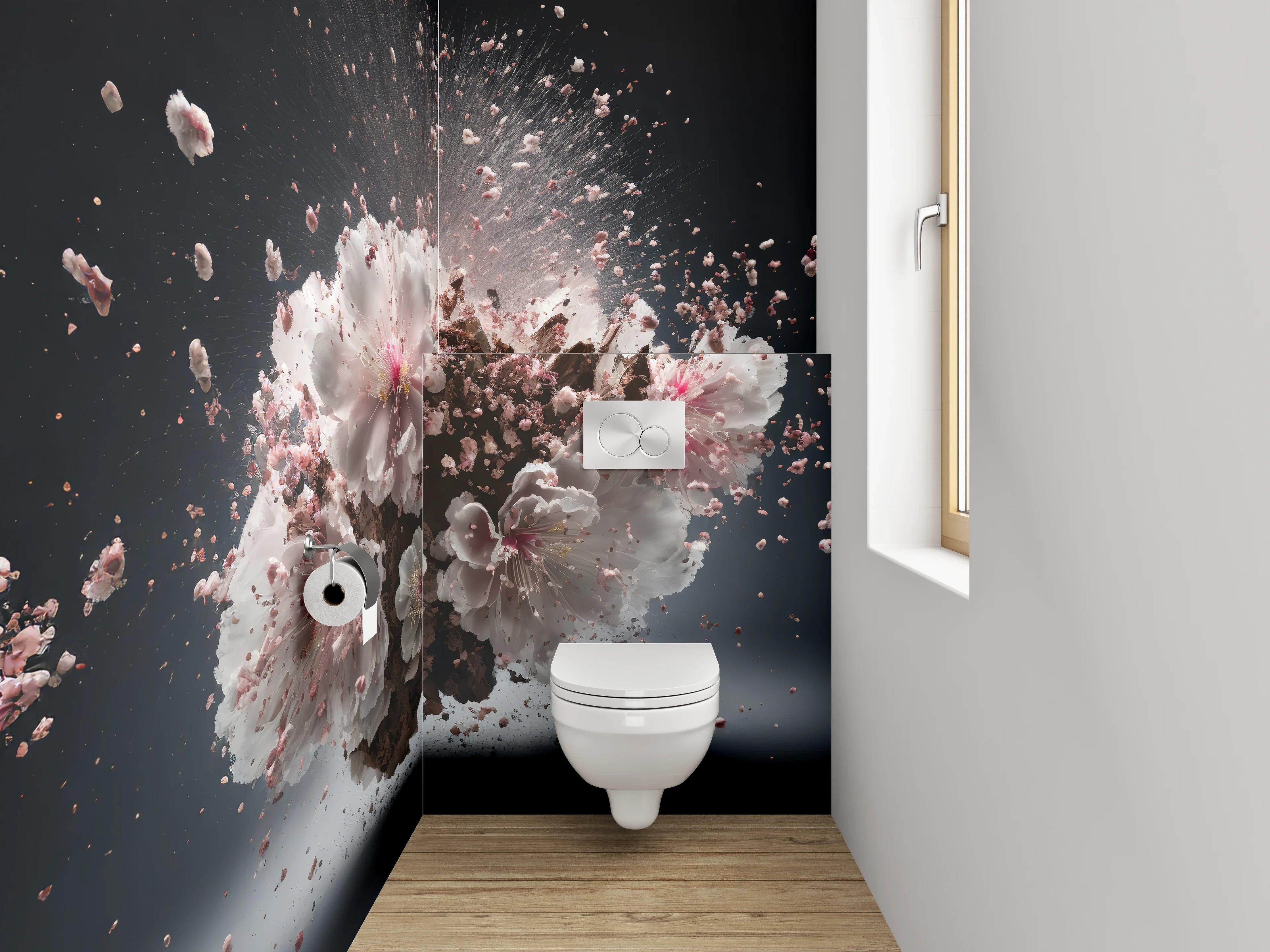 WC-Rückwand - Explosion aus Blüten und Eleganz