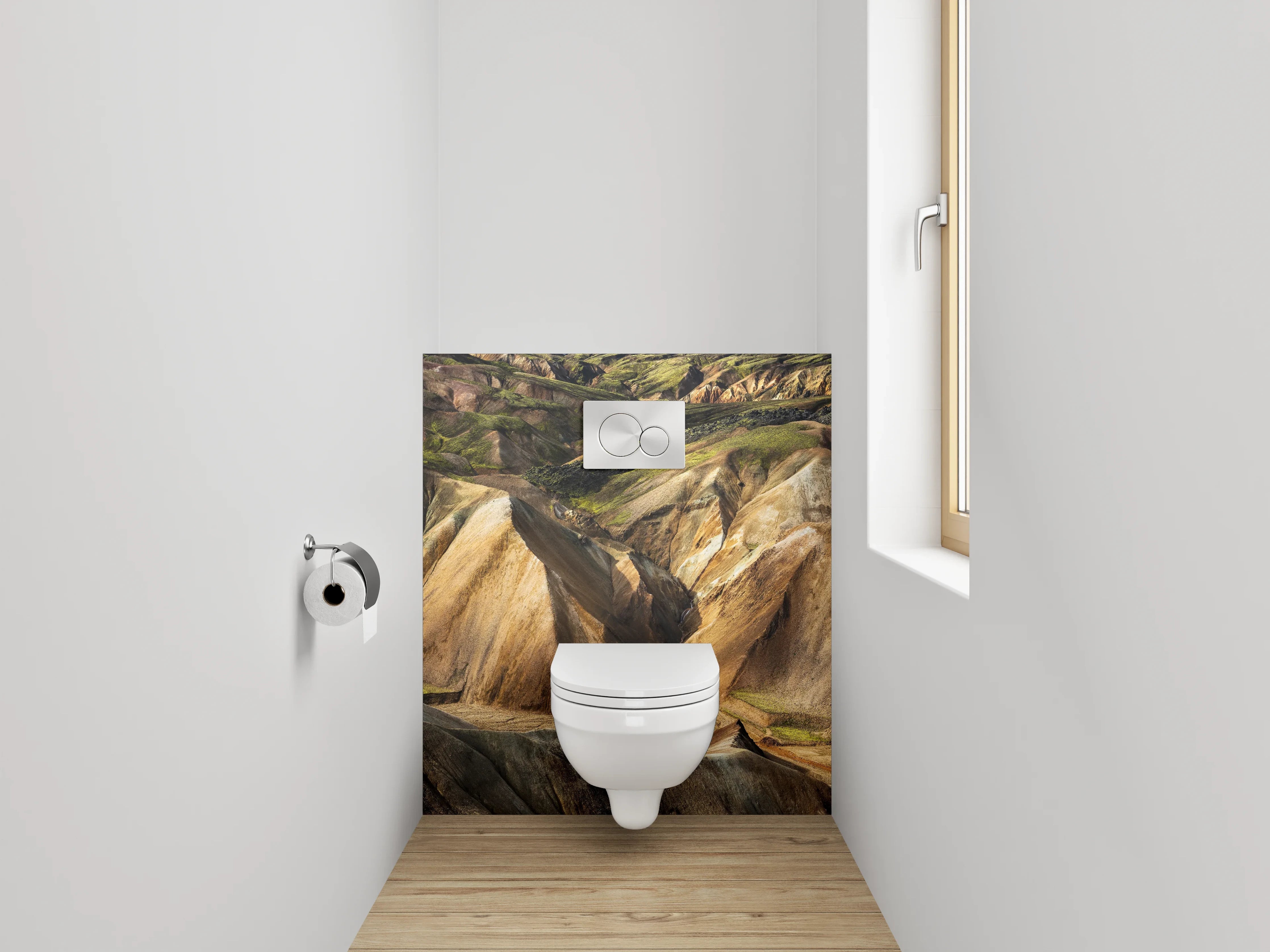 WC-Rückwand - Farbenfrohe Berge Island Landschaft