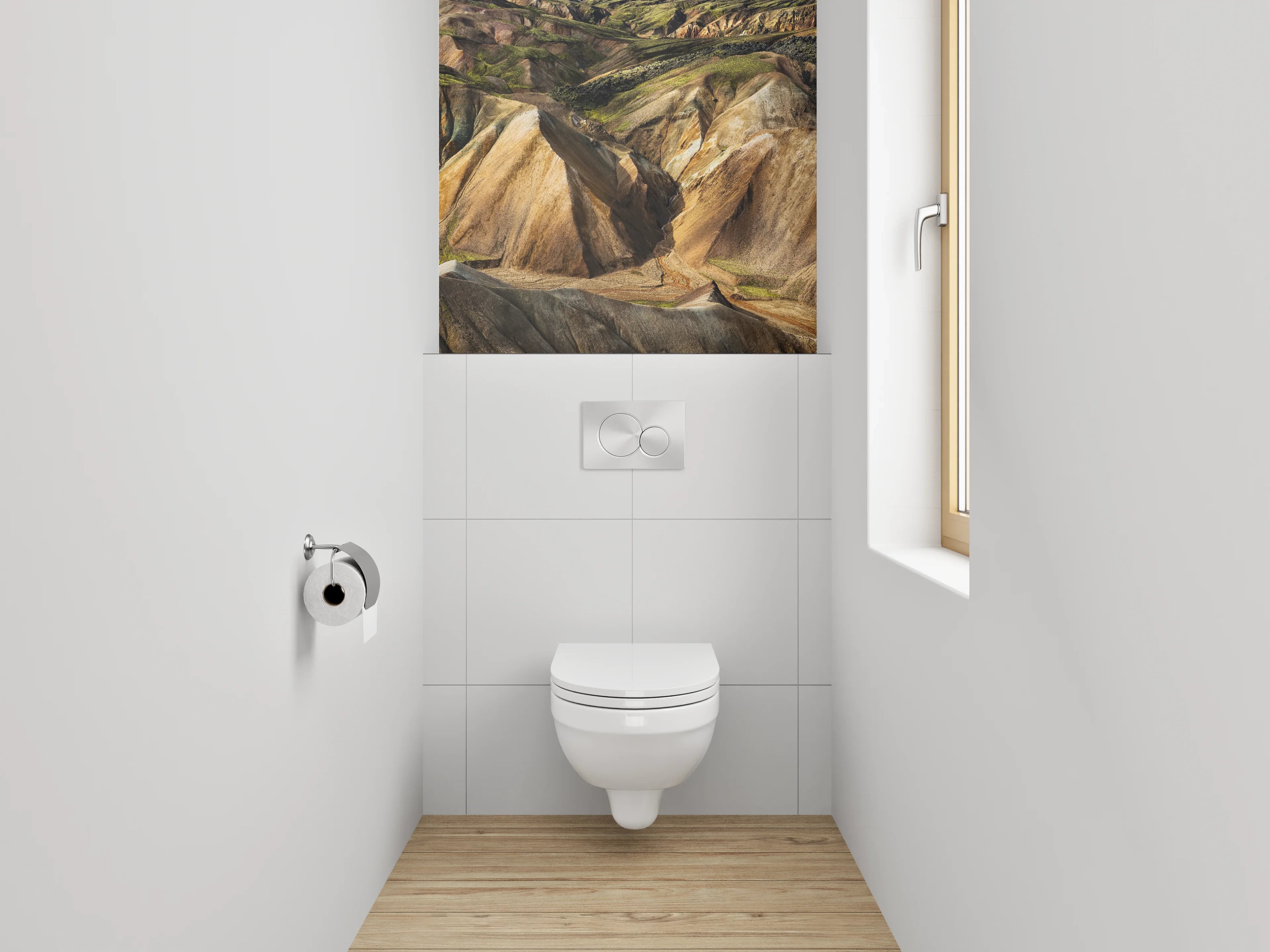 WC-Rückwand - Farbenfrohe Berge Island Landschaft