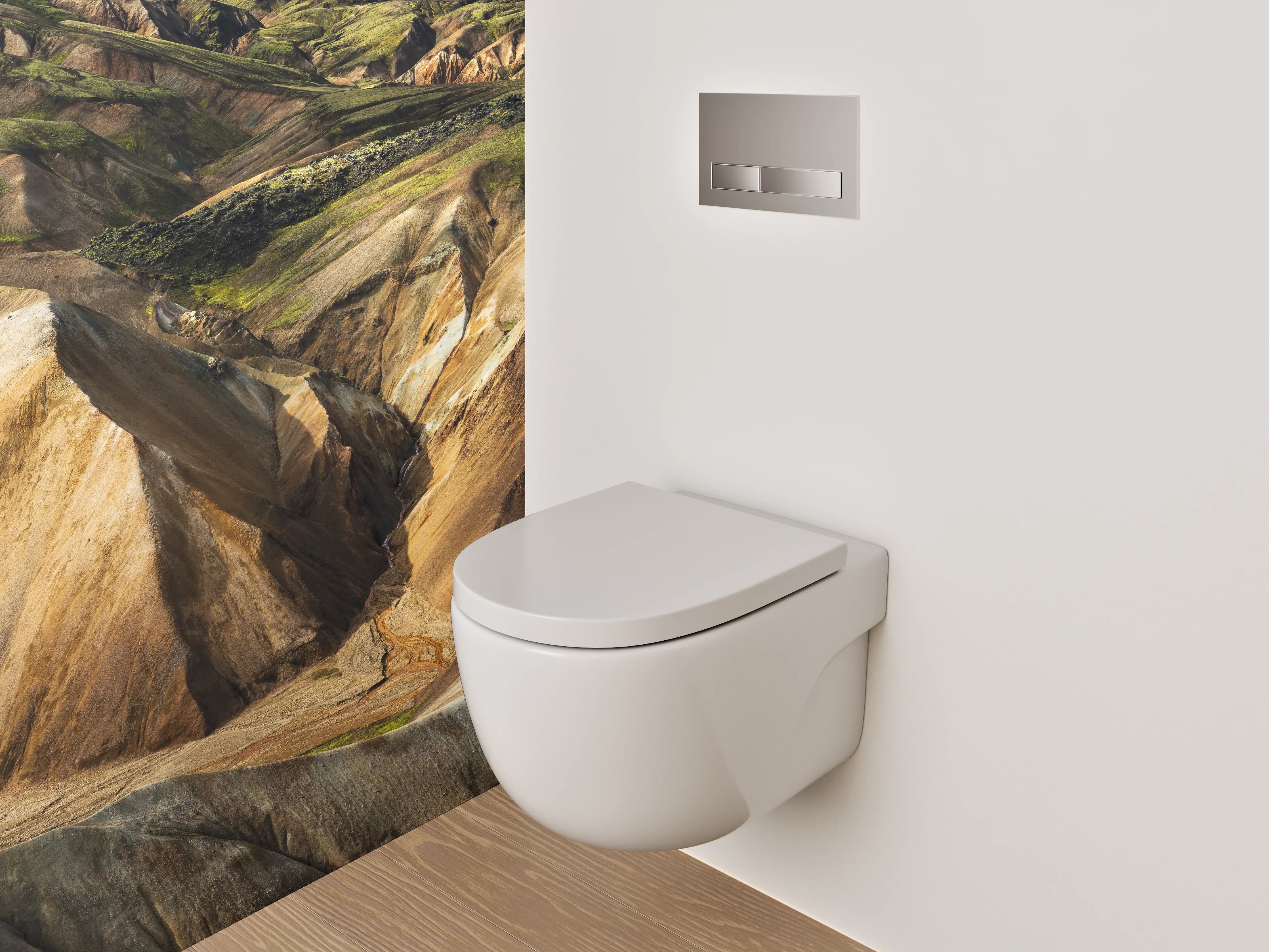 WC-Rückwand - Farbenfrohe Berge Island Landschaft