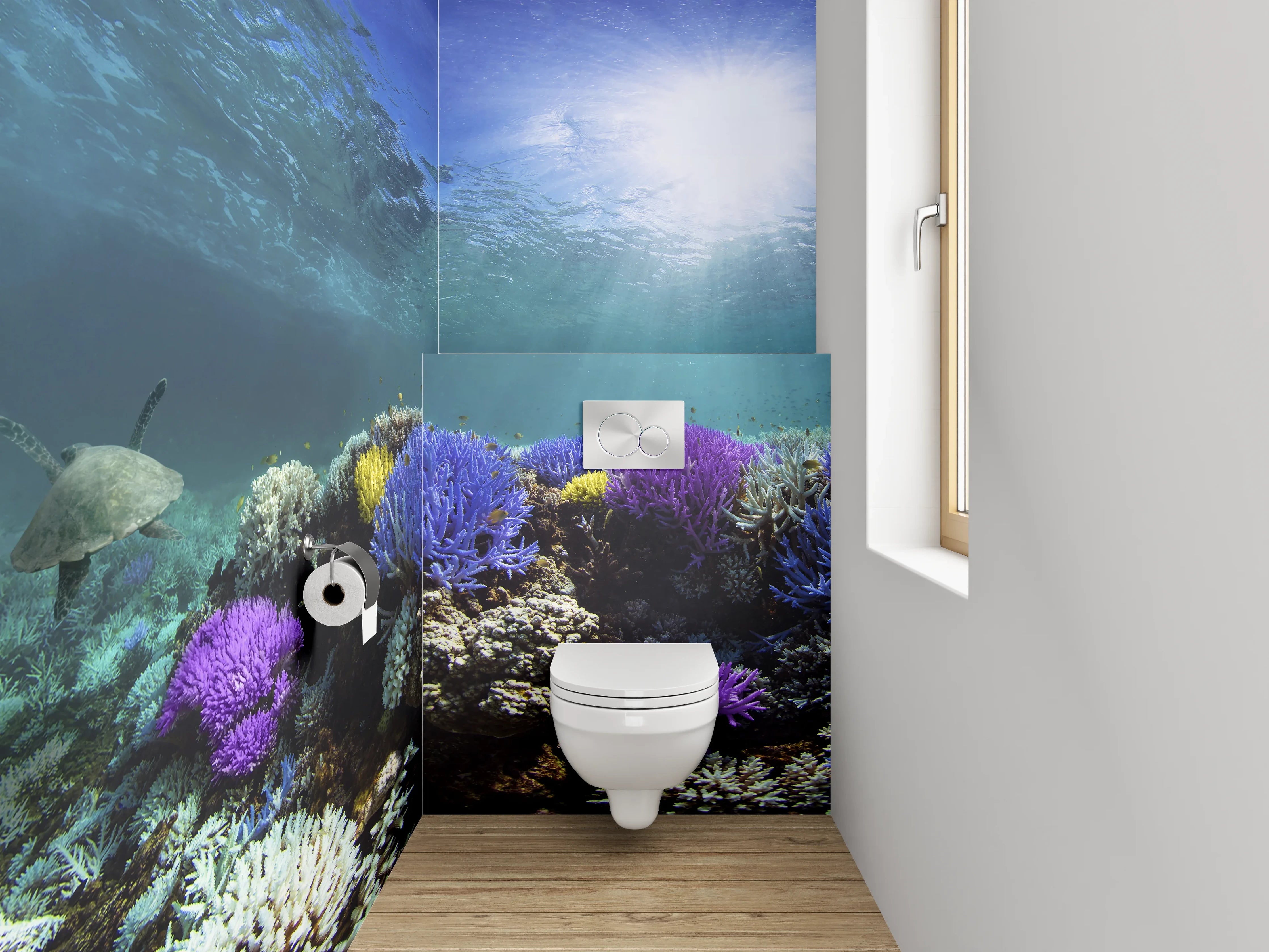 WC-Rückwand - Farbenfrohe Korallenriff-Unterwasserwelt