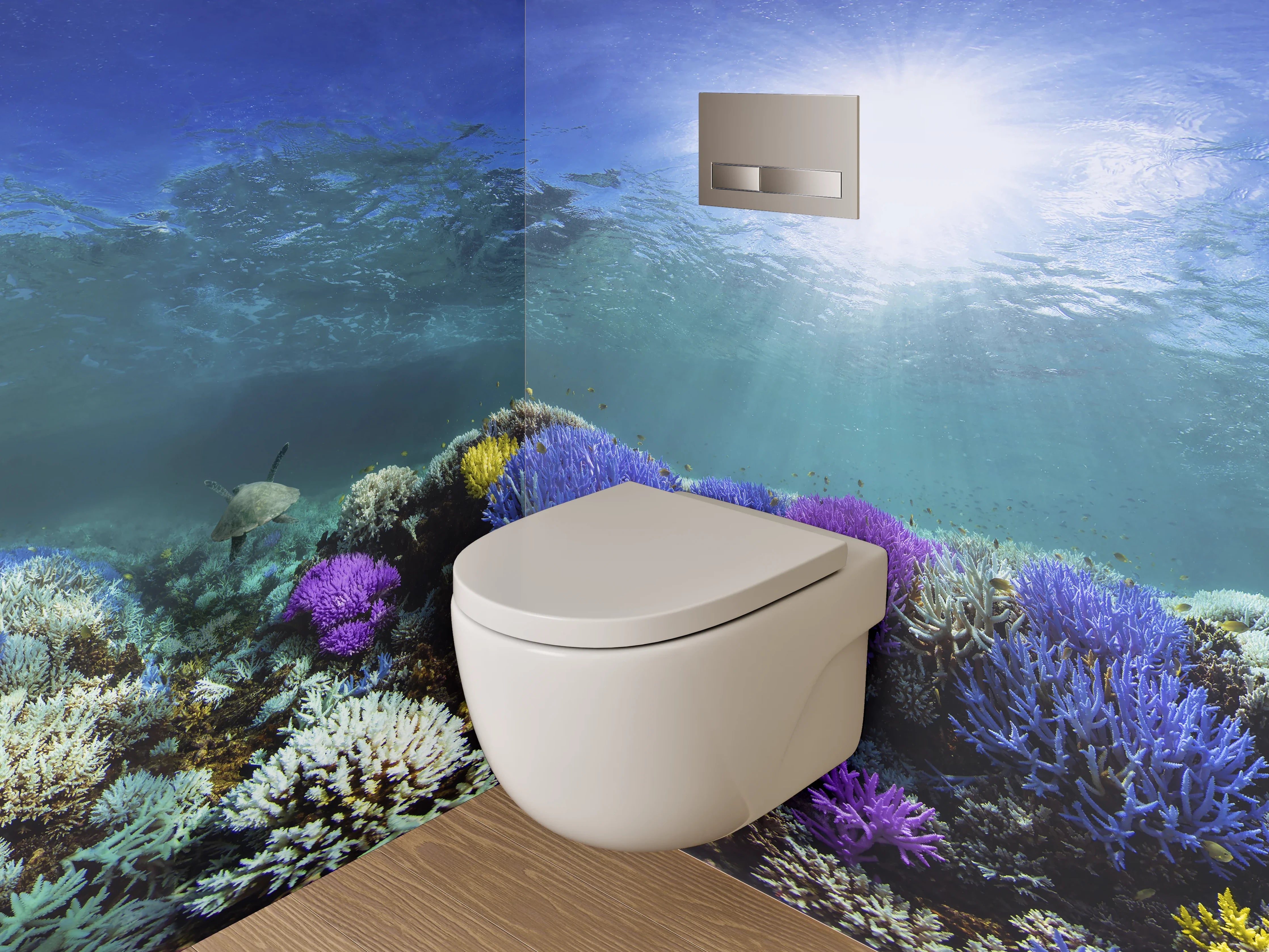 WC-Rückwand - Farbenfrohe Korallenriff-Unterwasserwelt