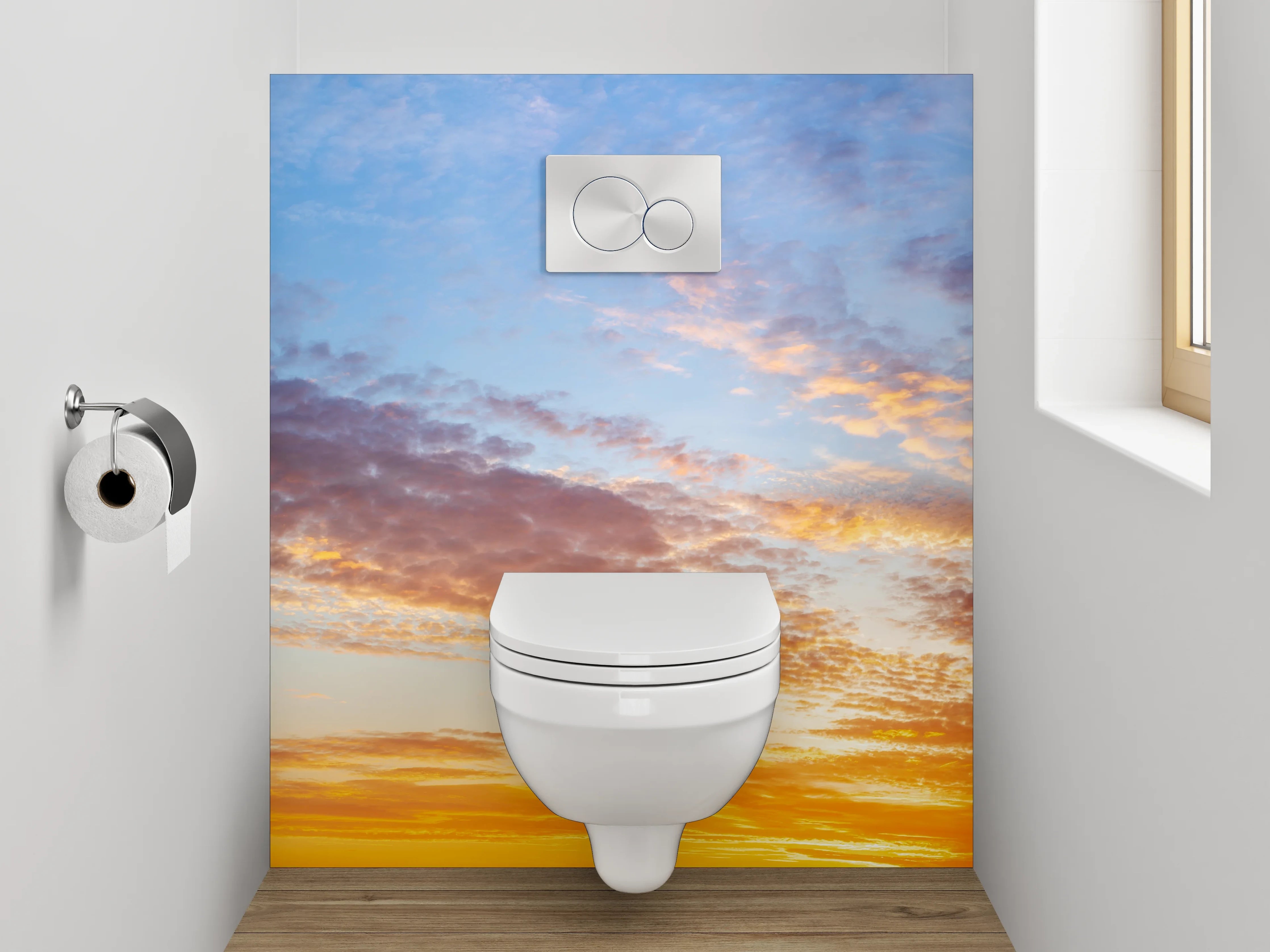 WC-Rückwand - Farbenfroher Sonnenuntergang am Himmel