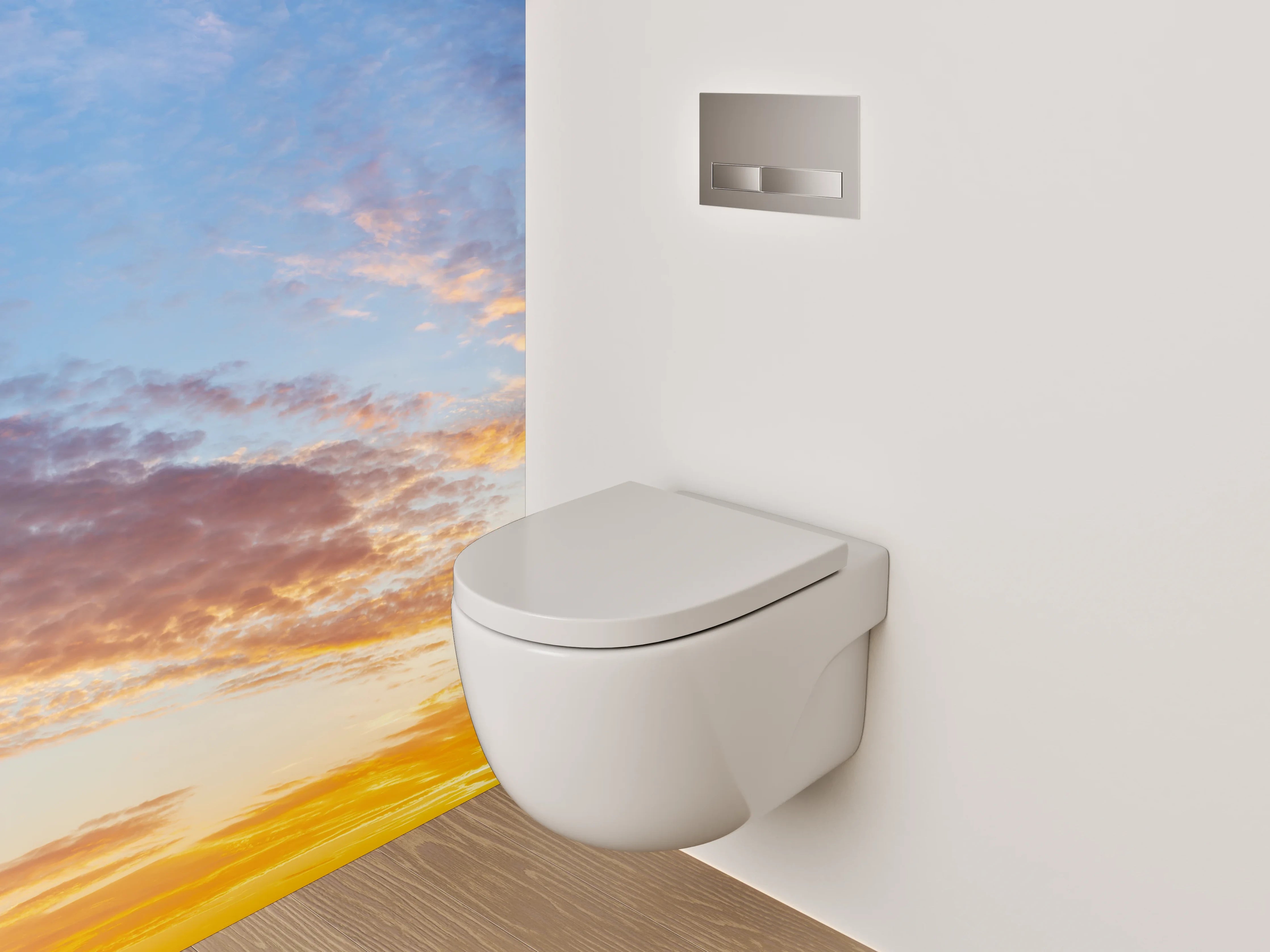 WC-Rückwand - Farbenfroher Sonnenuntergang am Himmel