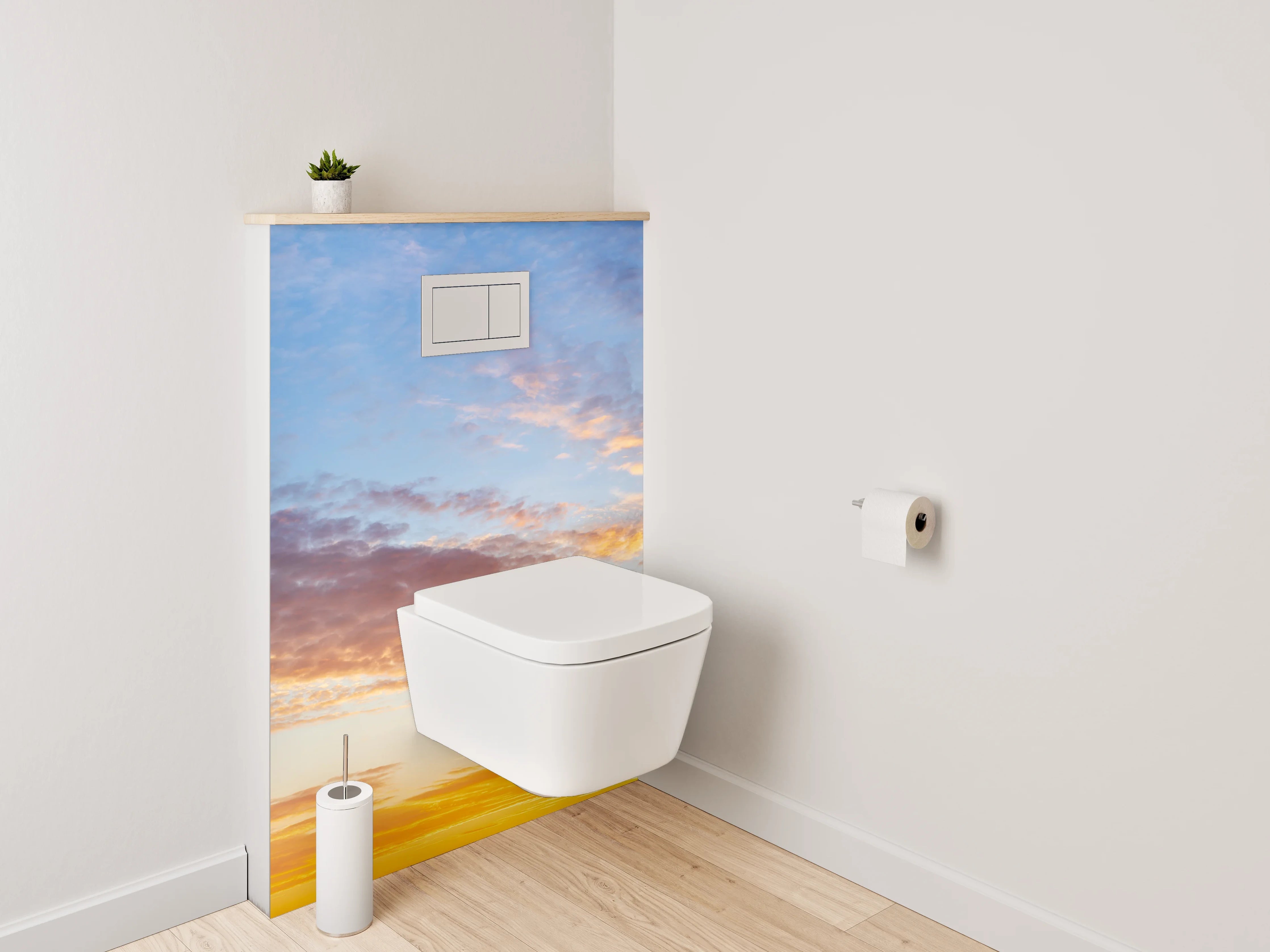 WC-Rückwand - Farbenfroher Sonnenuntergang am Himmel