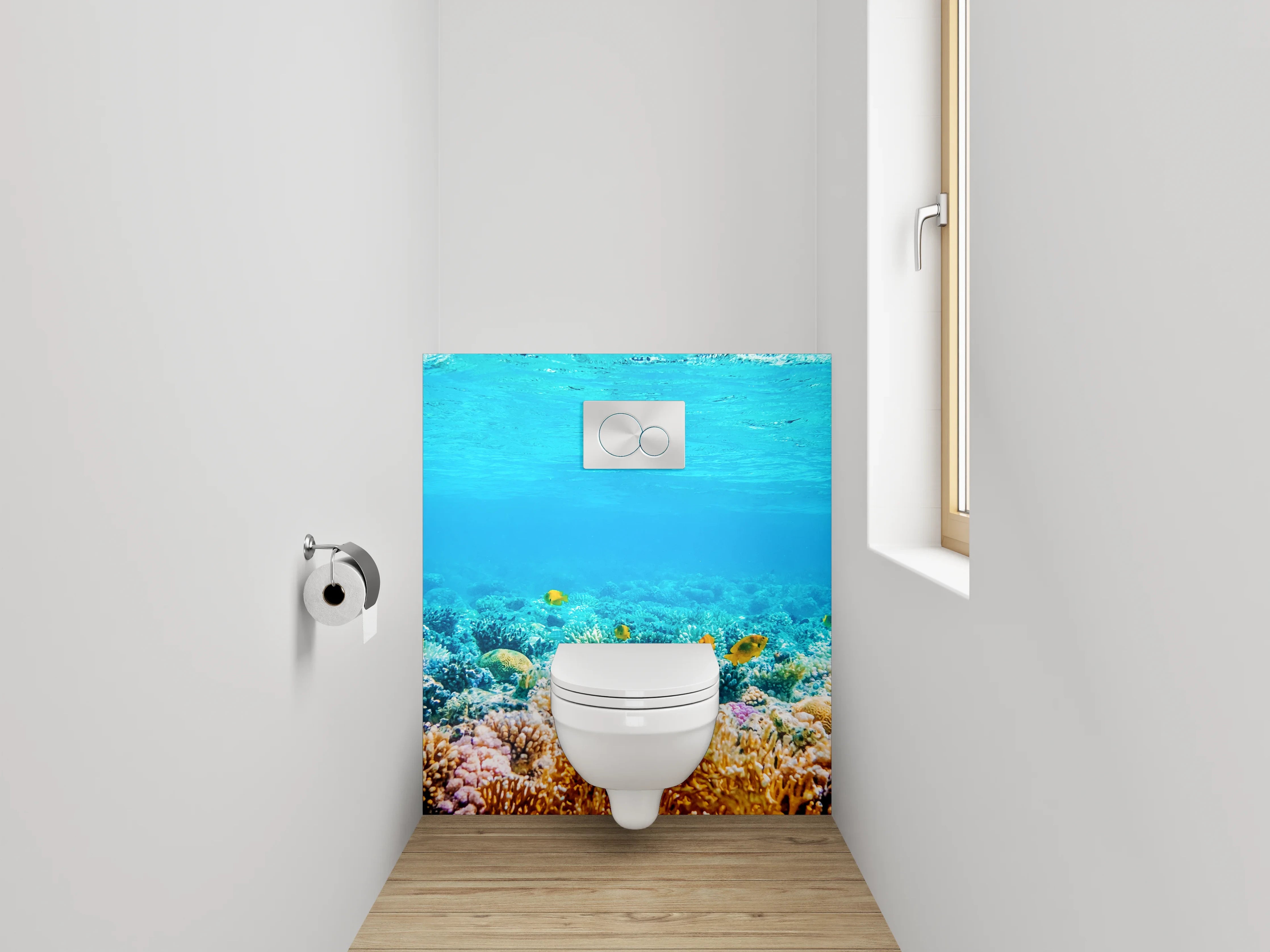 WC-Rückwand - Farbenfrohes Korallenriff unter Wasser