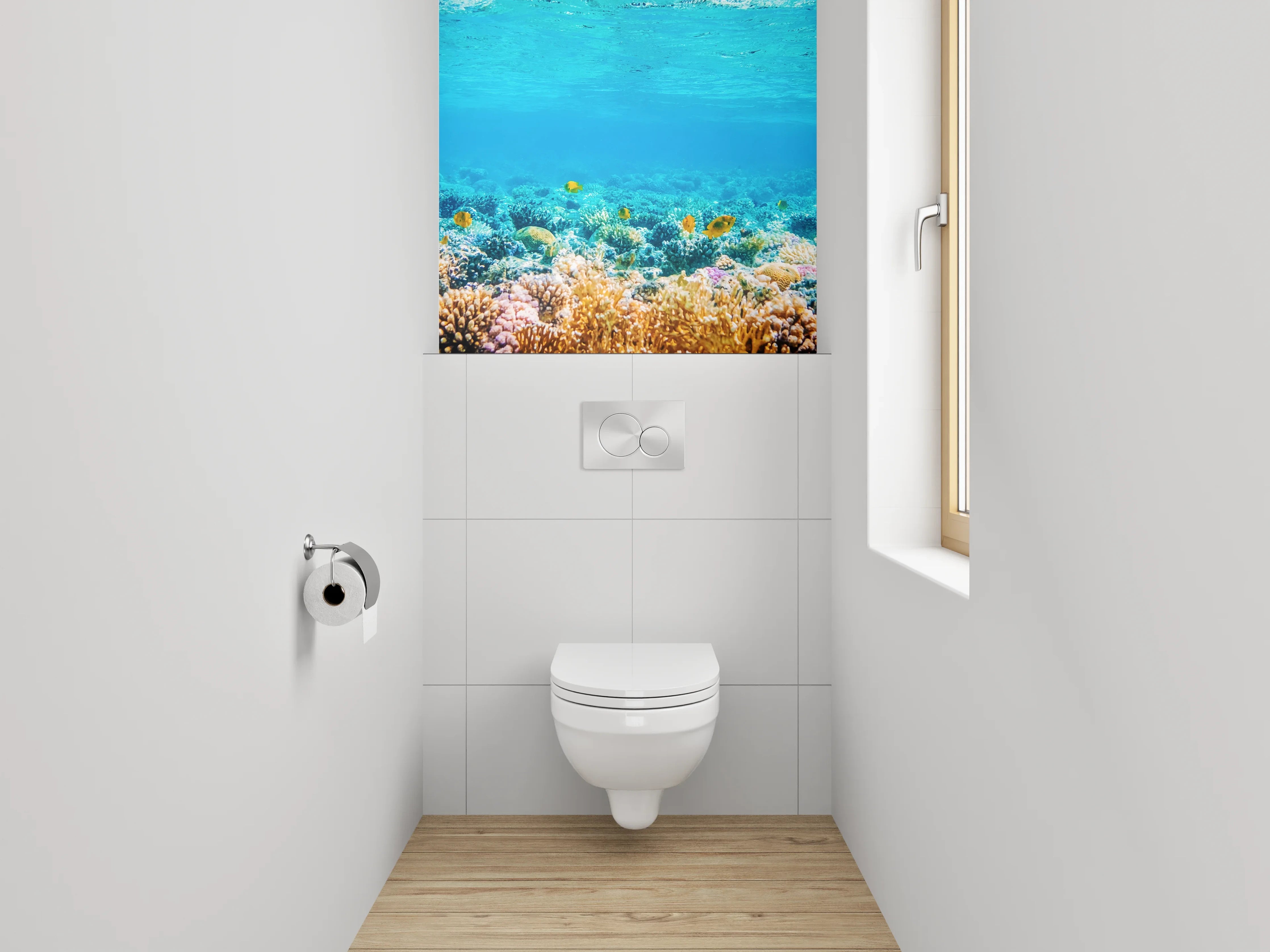 WC-Rückwand - Farbenfrohes Korallenriff unter Wasser