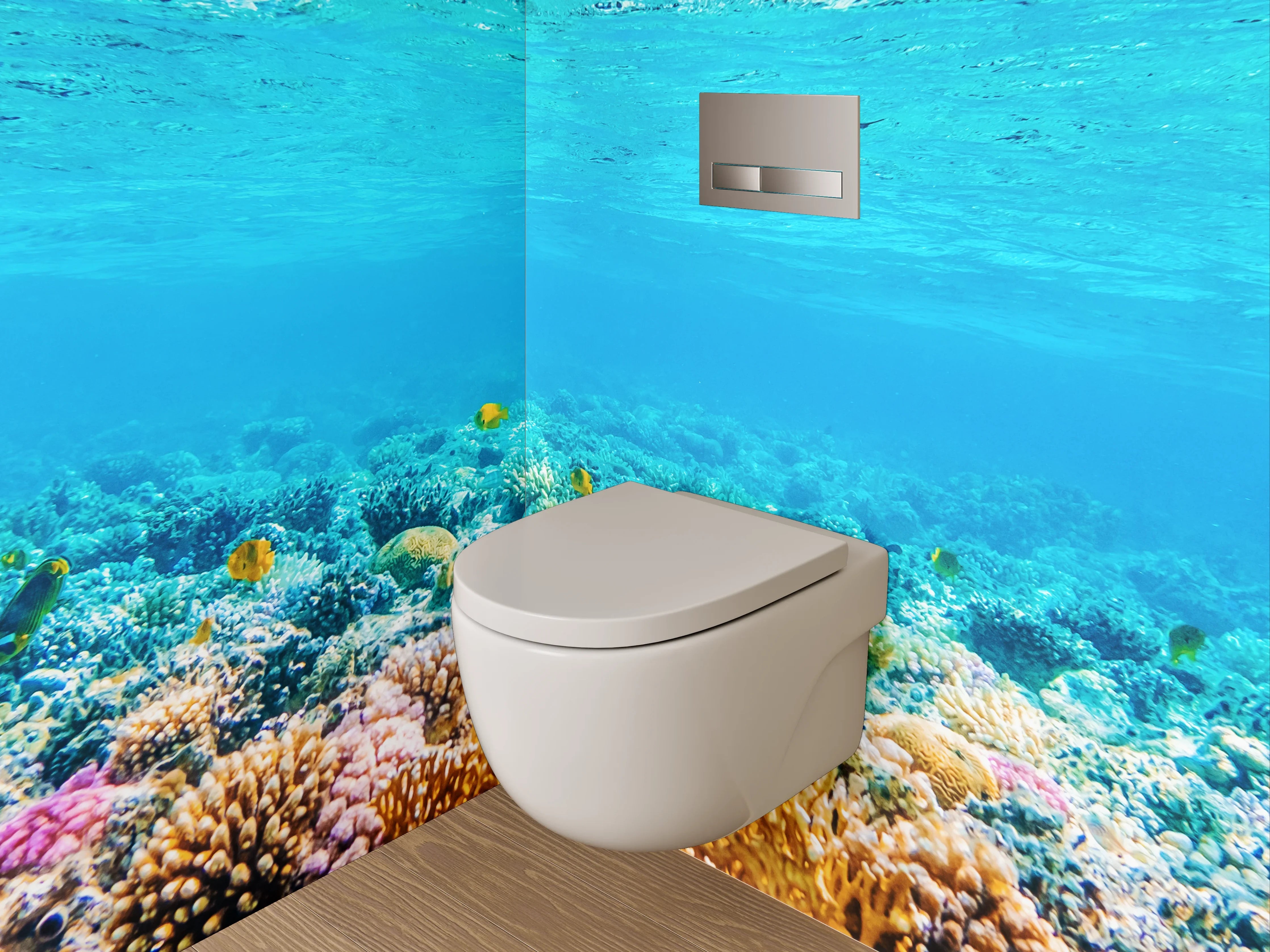 WC-Rückwand - Farbenfrohes Korallenriff unter Wasser