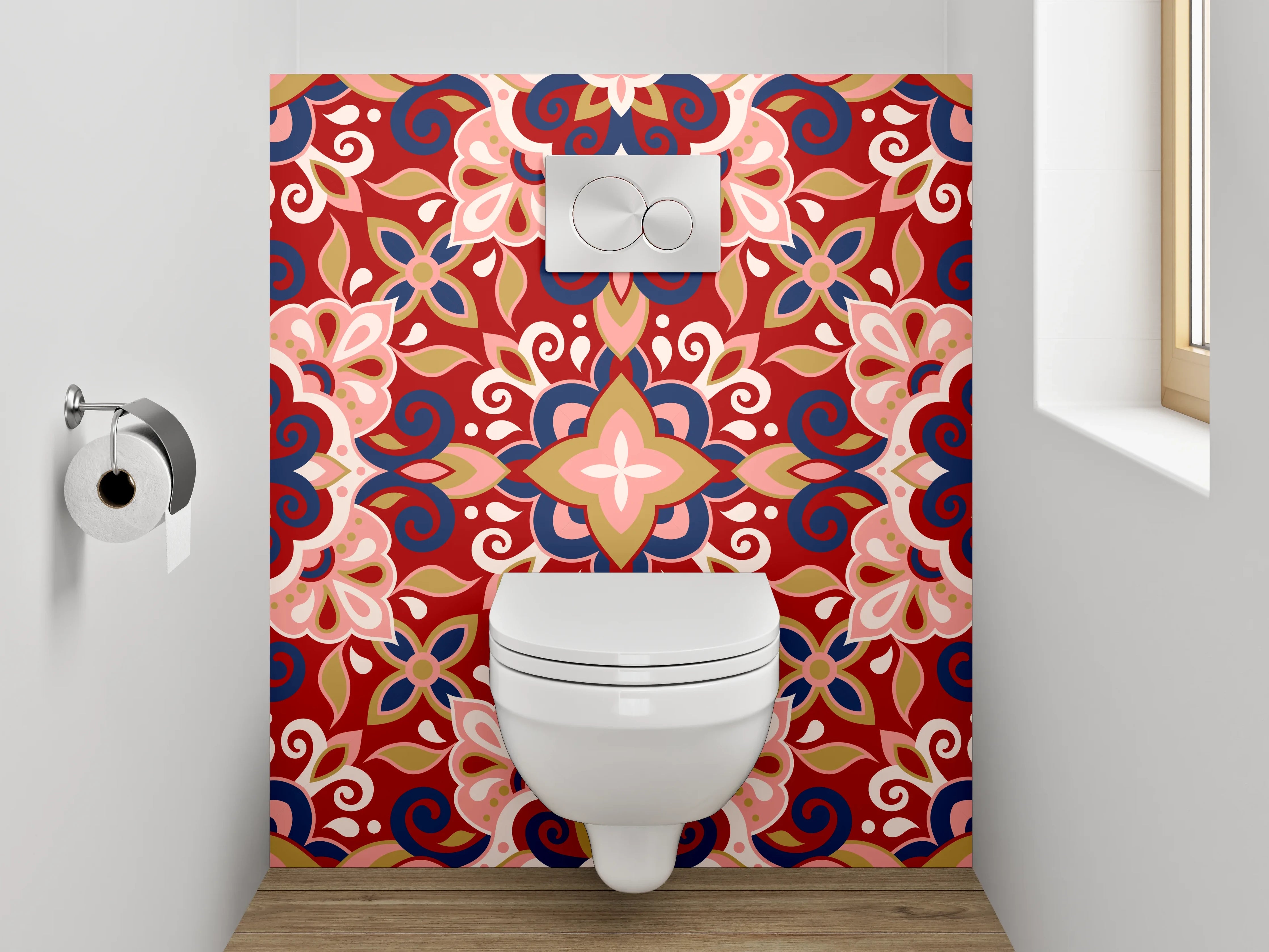 WC-Rückwand - Farbenfrohes traditionelles Muster