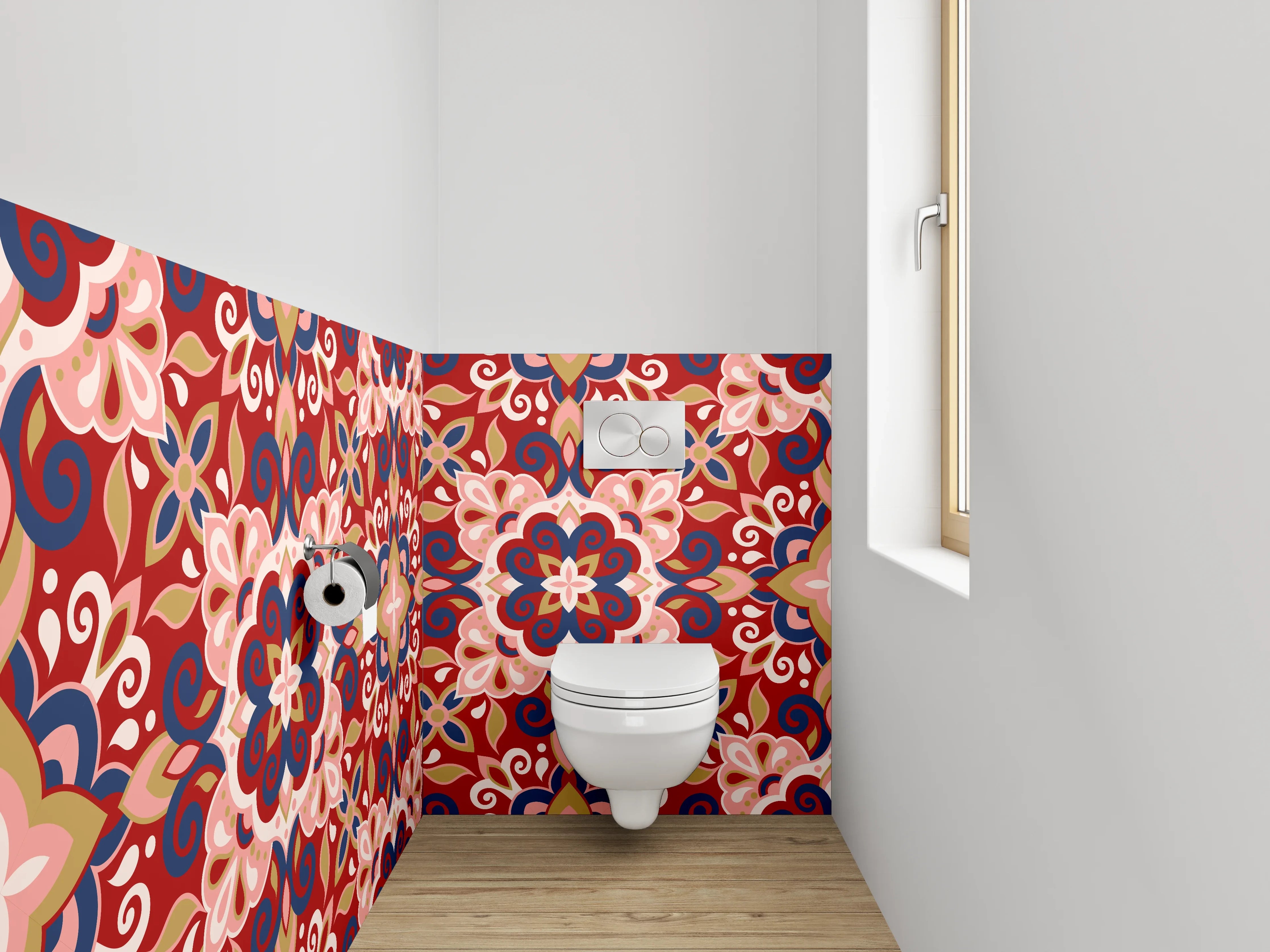 WC-Rückwand - Farbenfrohes traditionelles Muster