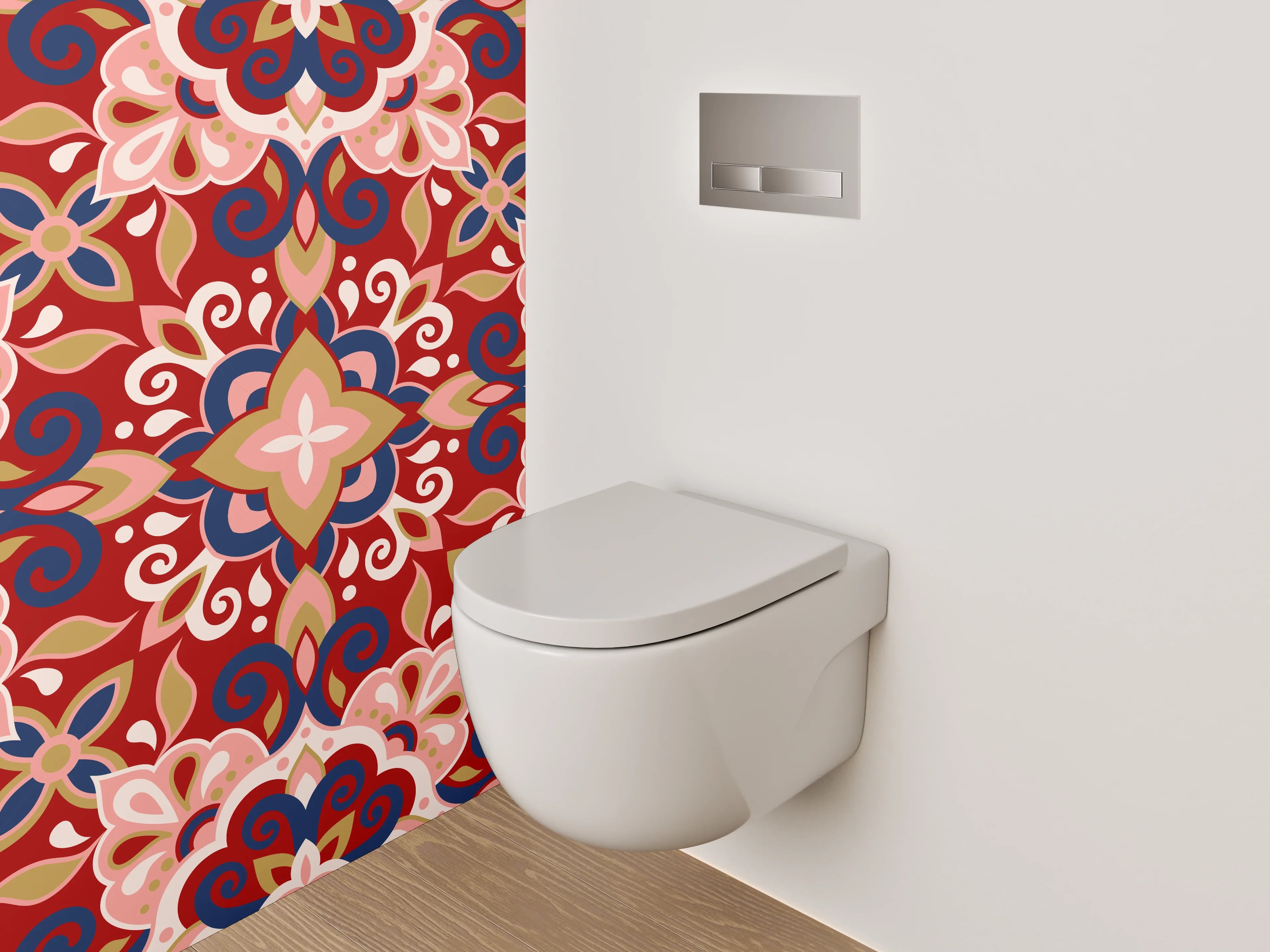 WC-Rückwand - Farbenfrohes traditionelles Muster