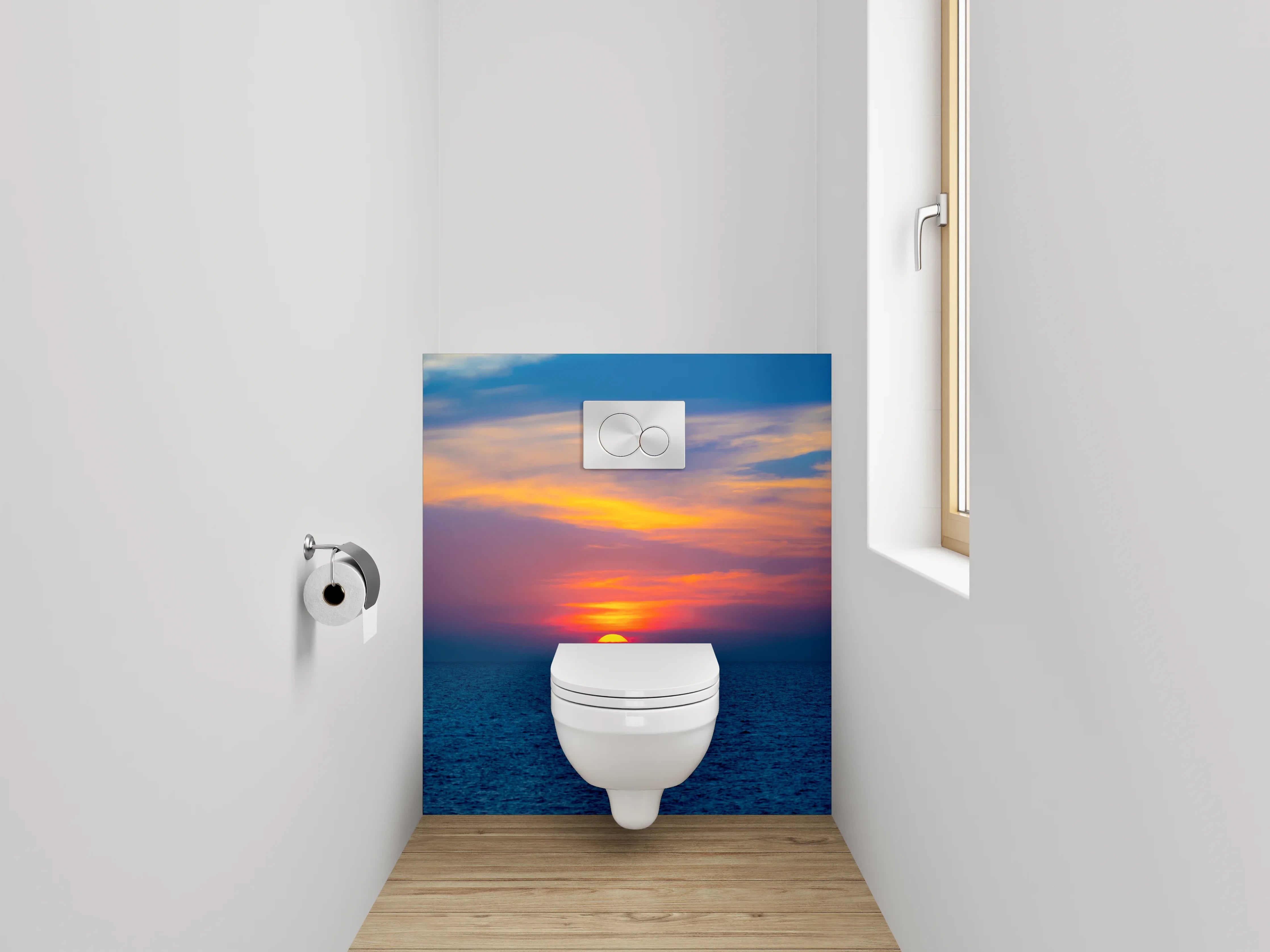 WC-Rückwand - Farbenprächtiger Sonnenuntergang am Meer