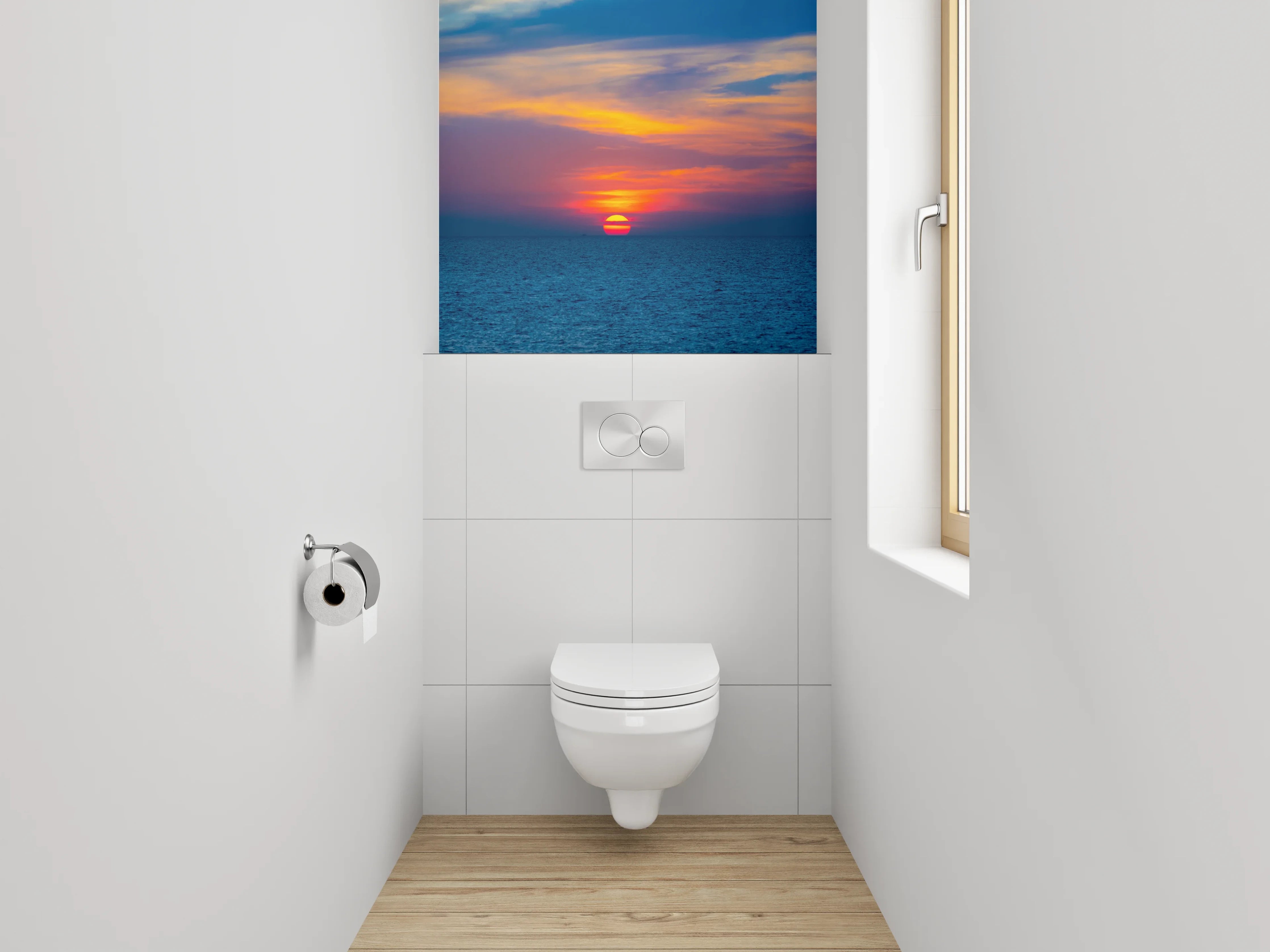 WC-Rückwand - Farbenprächtiger Sonnenuntergang am Meer
