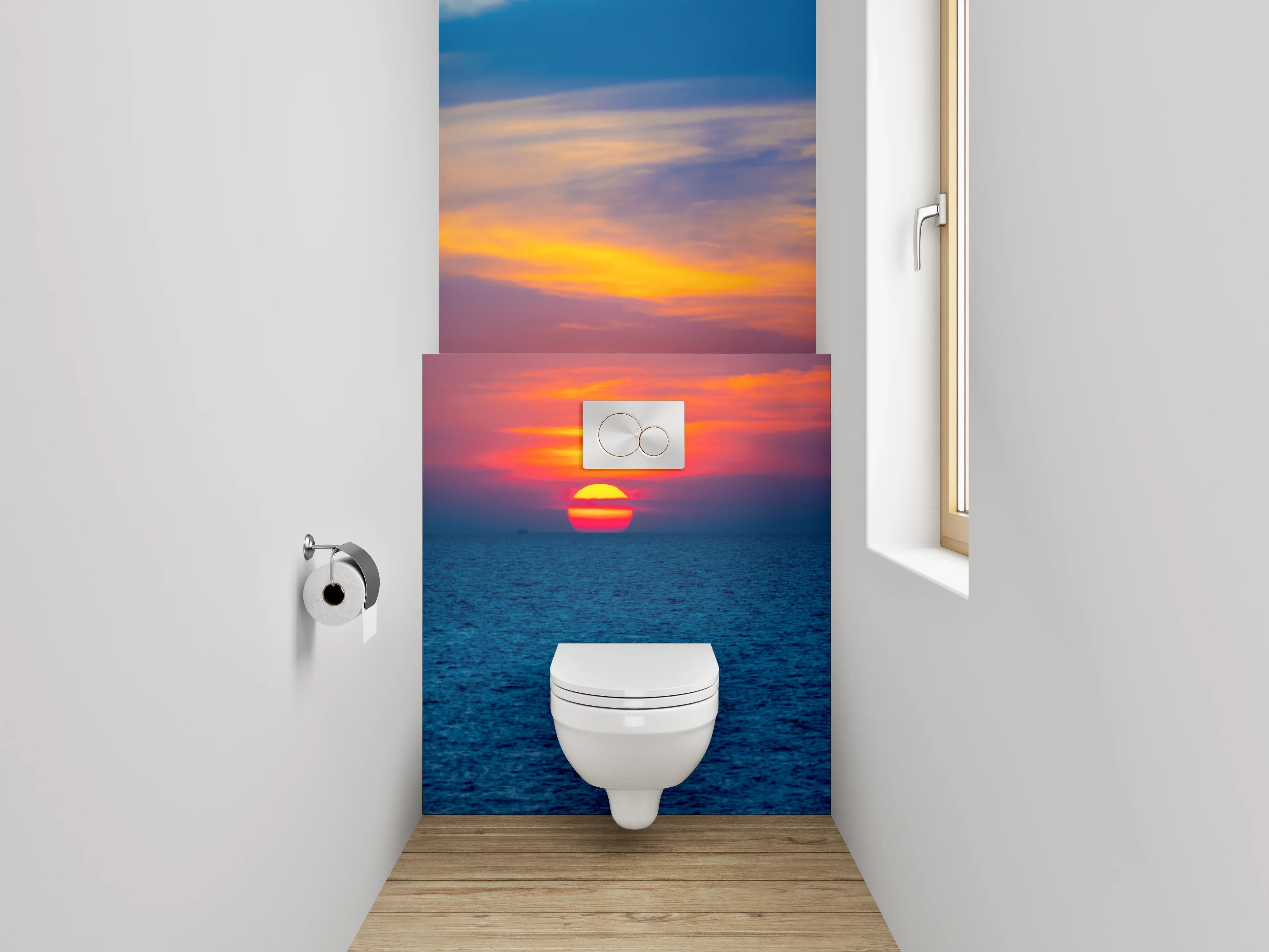 WC-Rückwand - Farbenprächtiger Sonnenuntergang am Meer