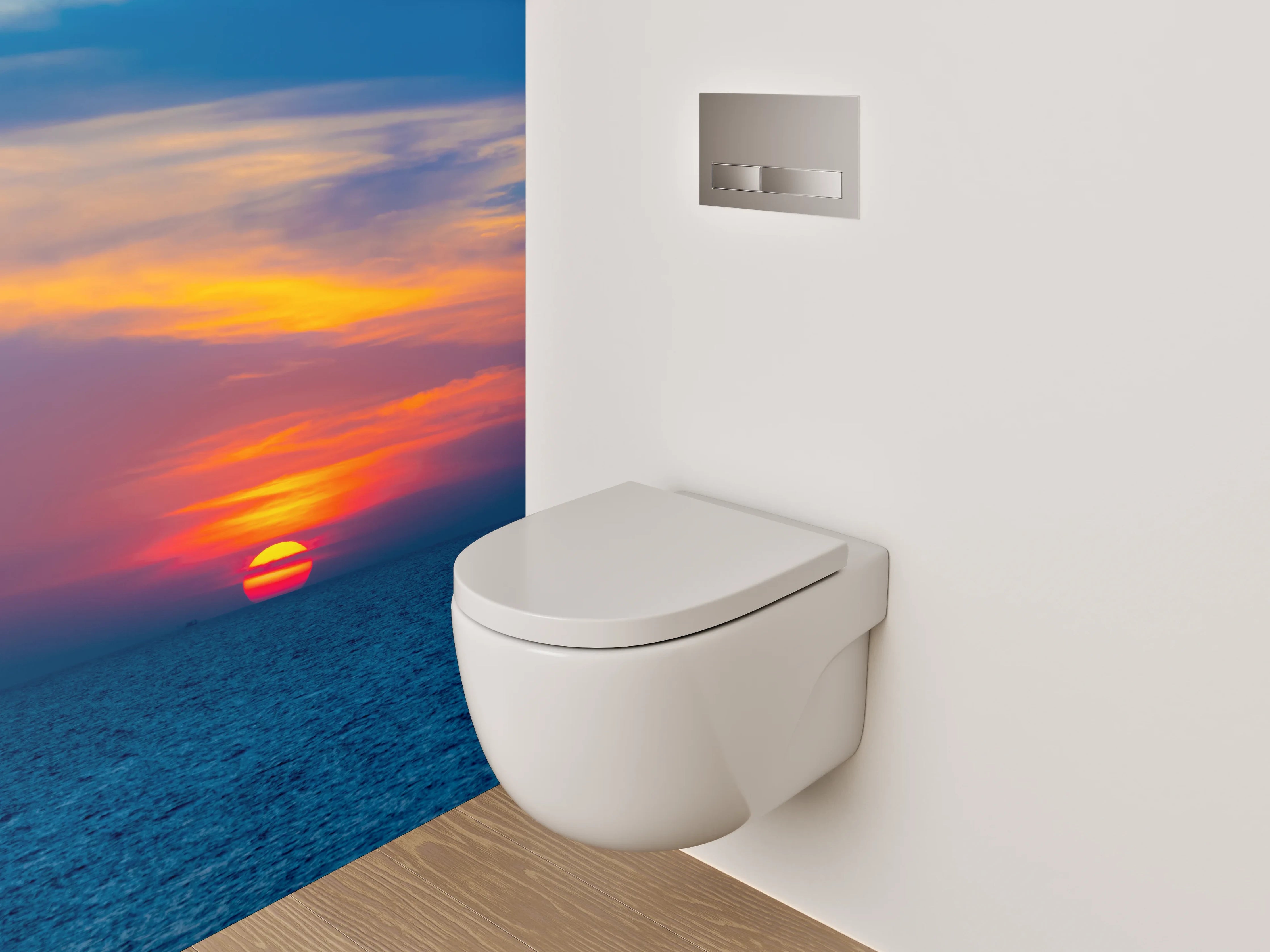 WC-Rückwand - Farbenprächtiger Sonnenuntergang am Meer