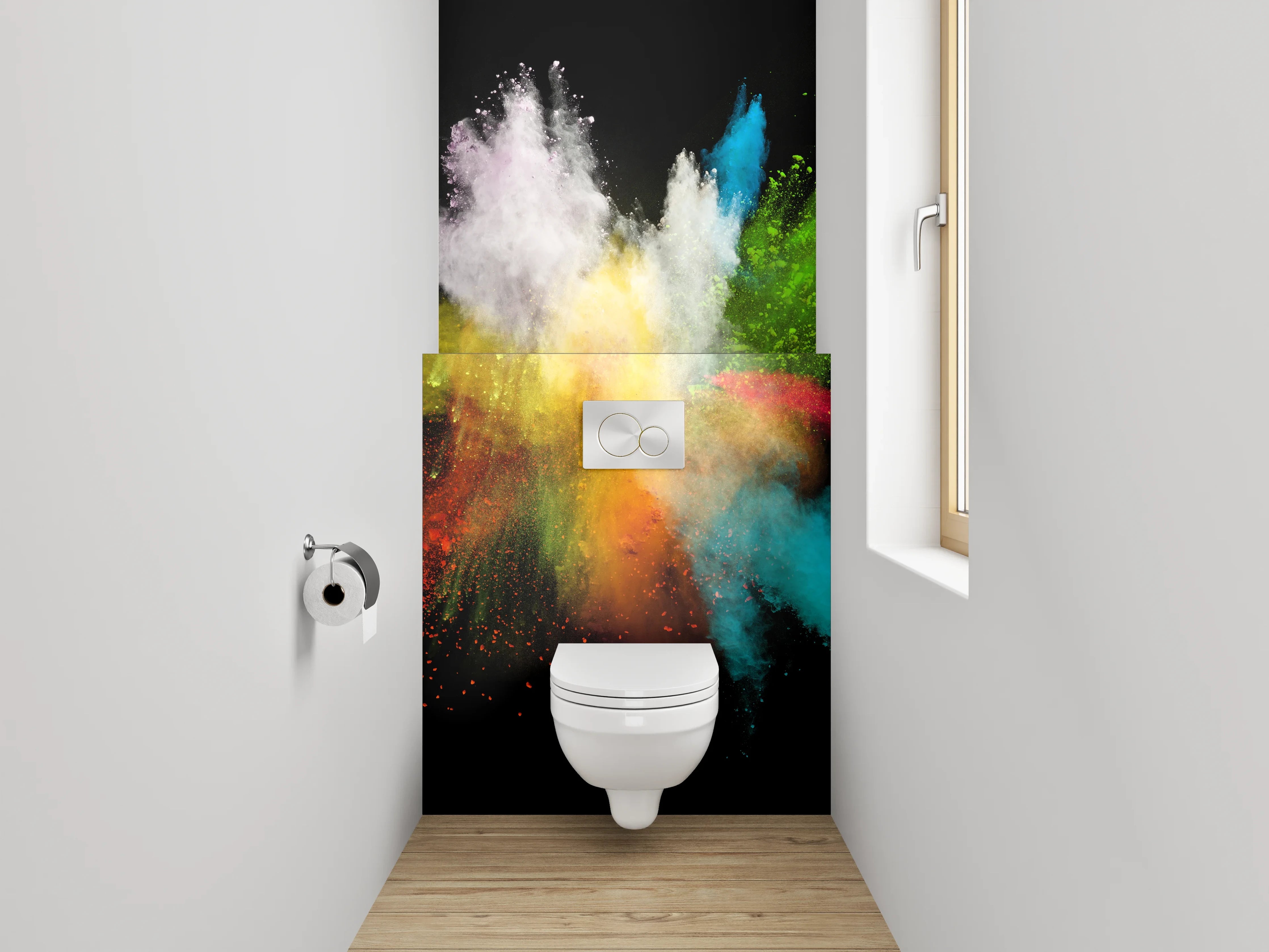 WC-Rückwand - Farbexplosion Abstrakt Wandbild