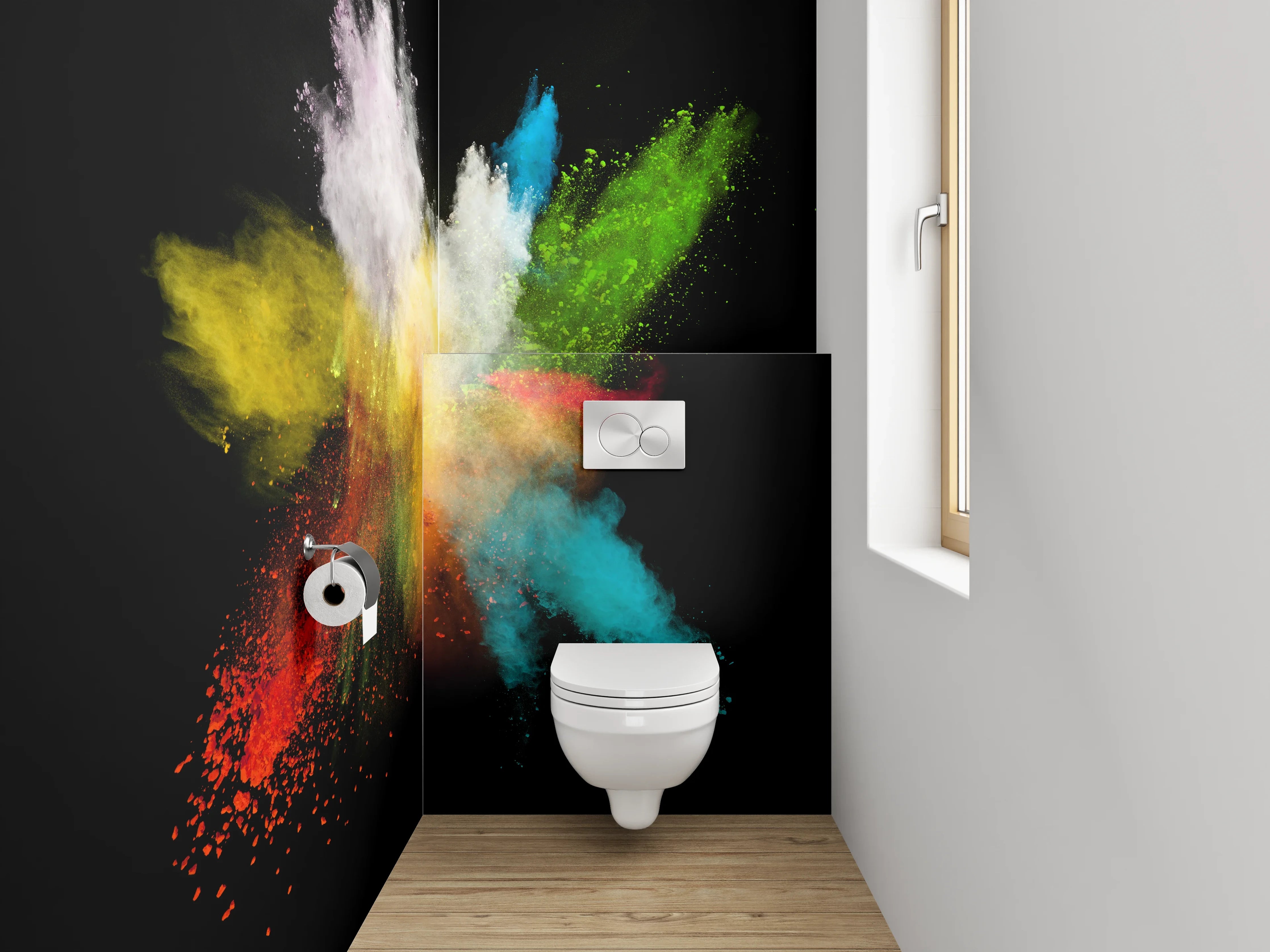 WC-Rückwand - Farbexplosion Abstrakt Wandbild