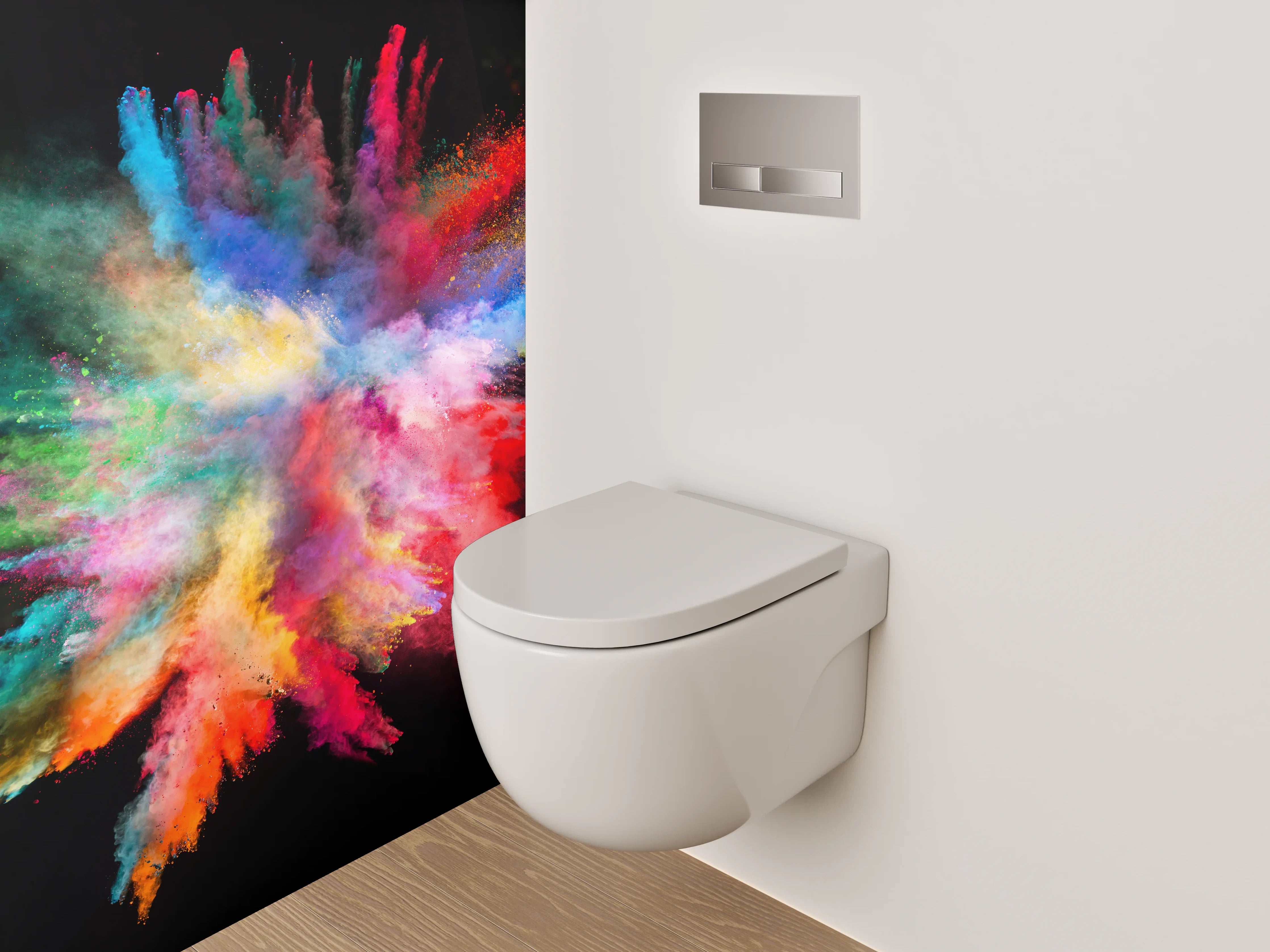 WC-Rückwand - Farbexplosion als abstraktes Kunstwerk
