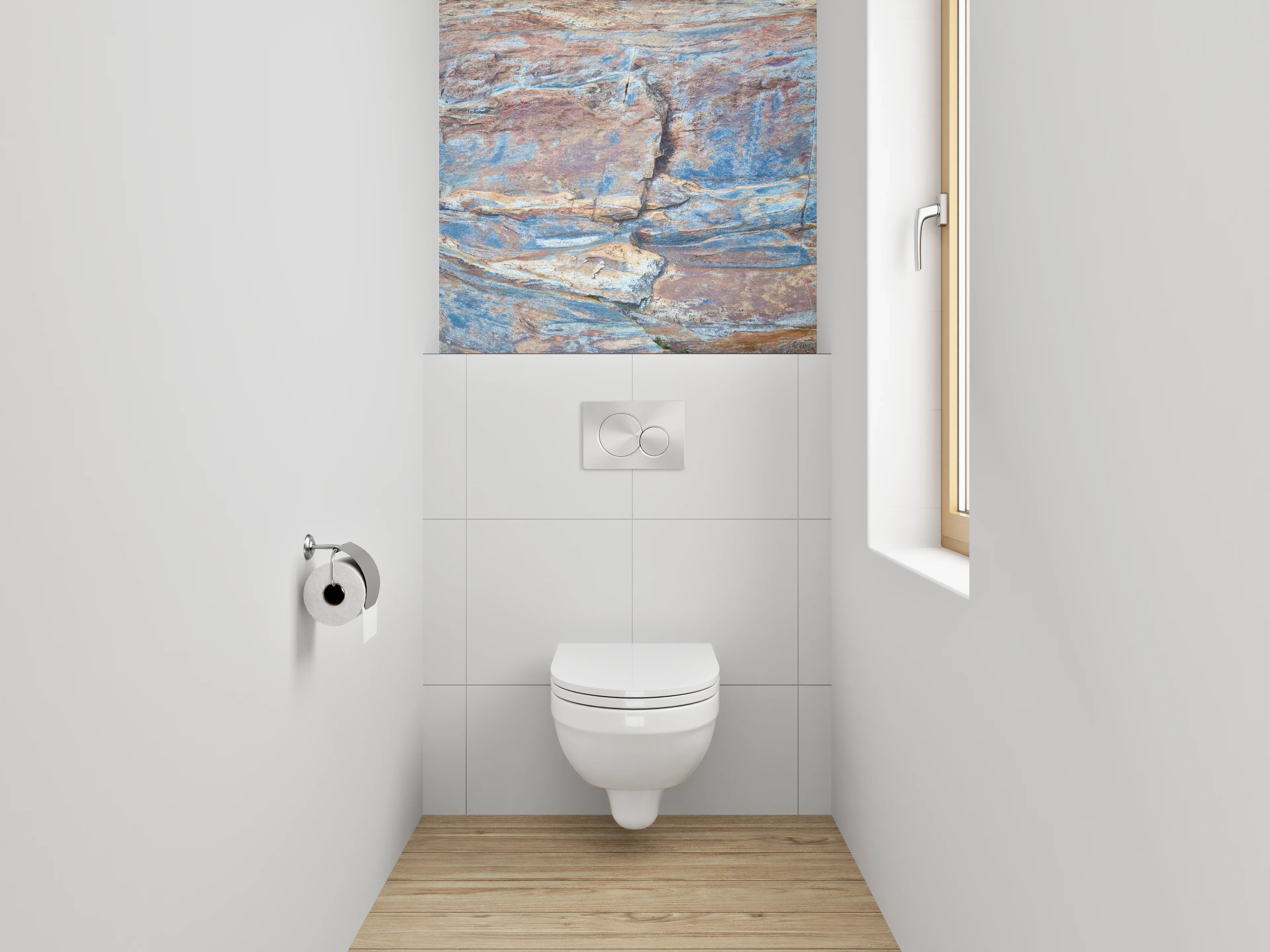 WC-Rückwand - Farbig geschichtete Felsstruktur Wandmotiv