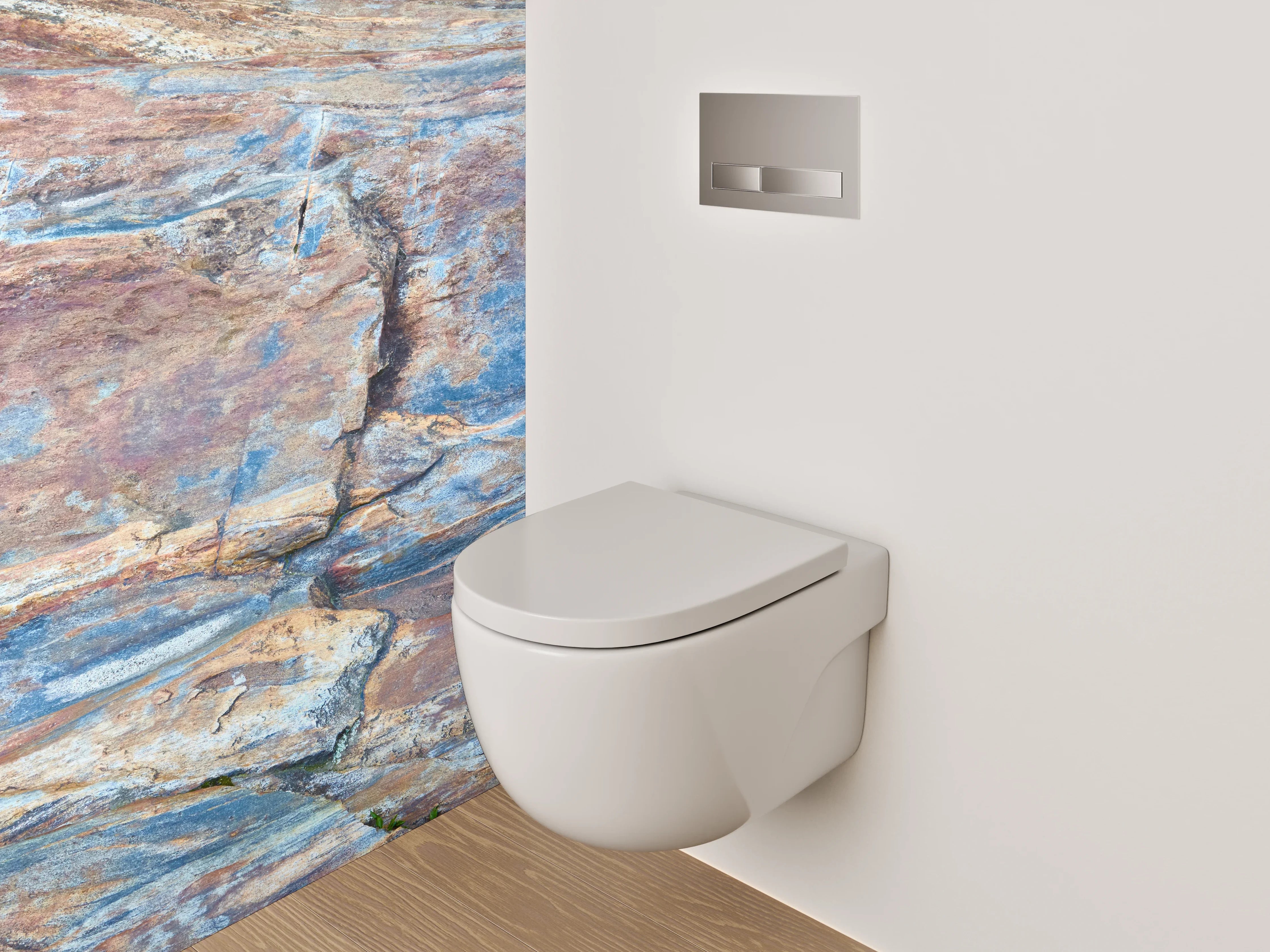 WC-Rückwand - Farbig geschichtete Felsstruktur Wandmotiv